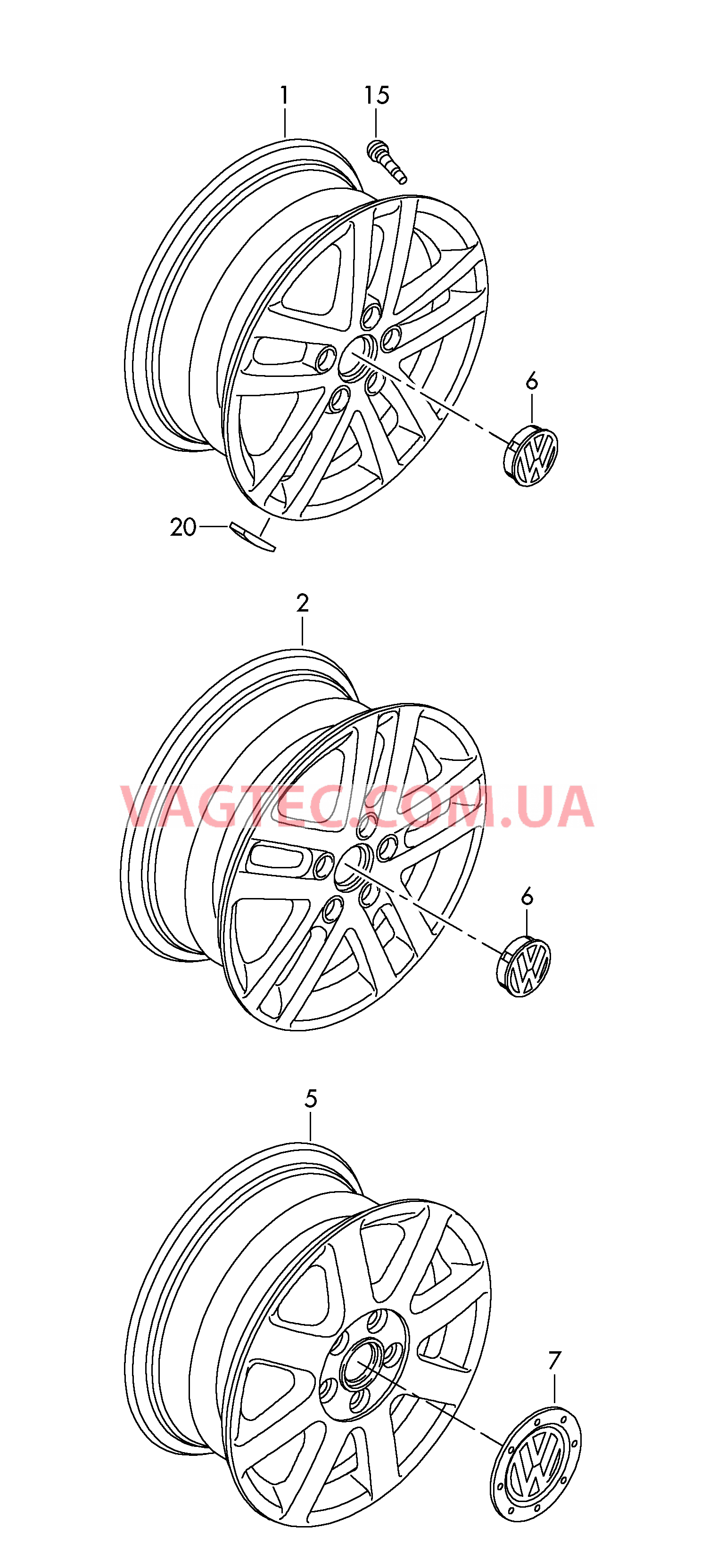 Алюминиевый диск Колпак колеса  для VOLKSWAGEN Golf.Plus 2011