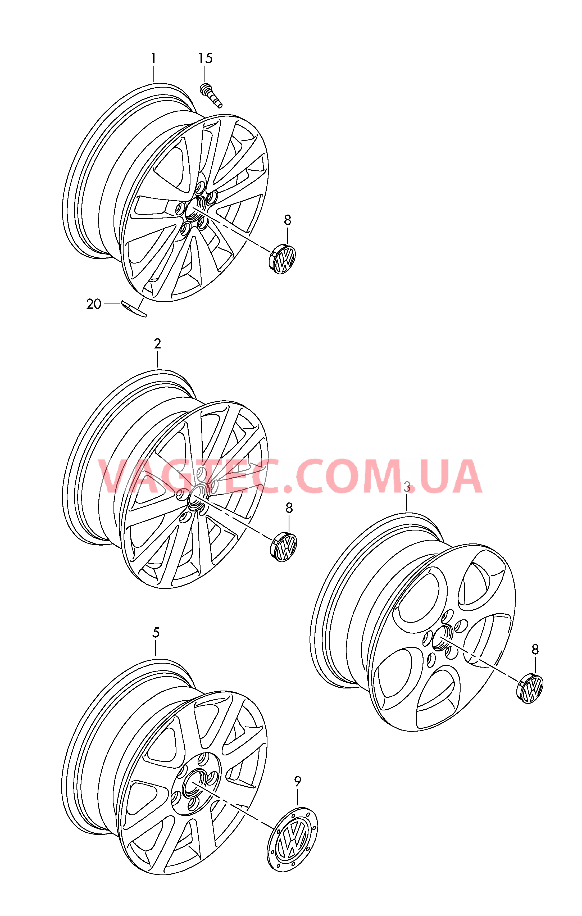 Алюминиевый диск Колпак колеса  для VOLKSWAGEN GOLF 2010