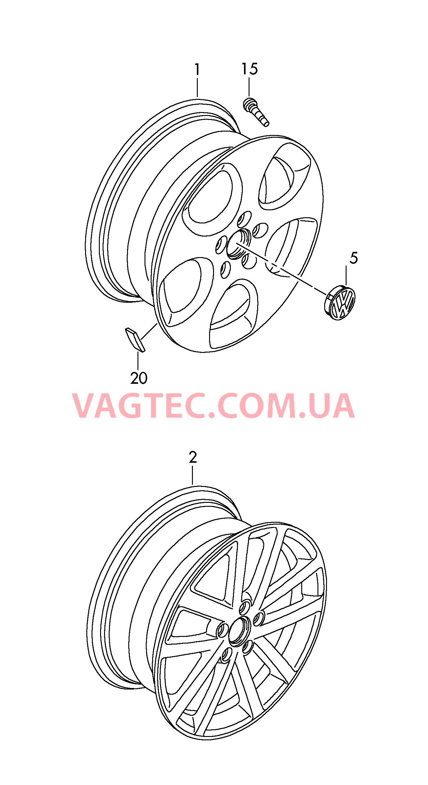 Алюминиевый диск Колпак колеса  для VOLKSWAGEN GOLF 2009-2