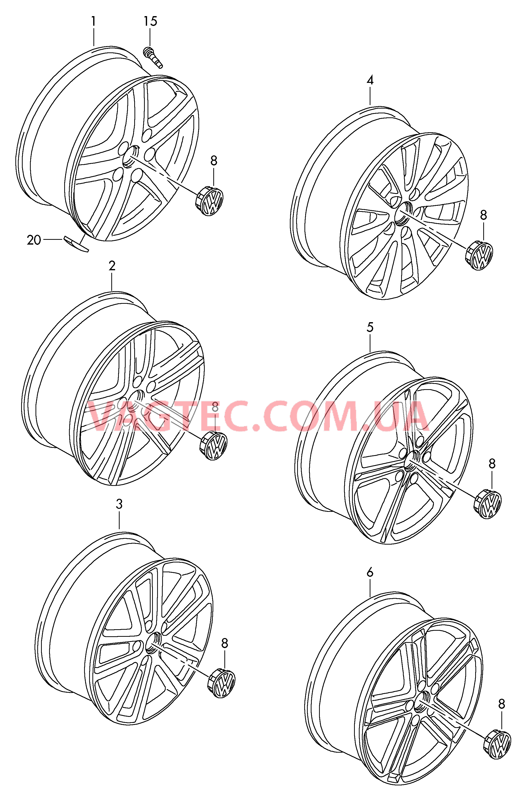 Алюминиевый диск Колпак колеса для а/м с индивидуальной комплектацией  для VOLKSWAGEN GOLF 2009-2