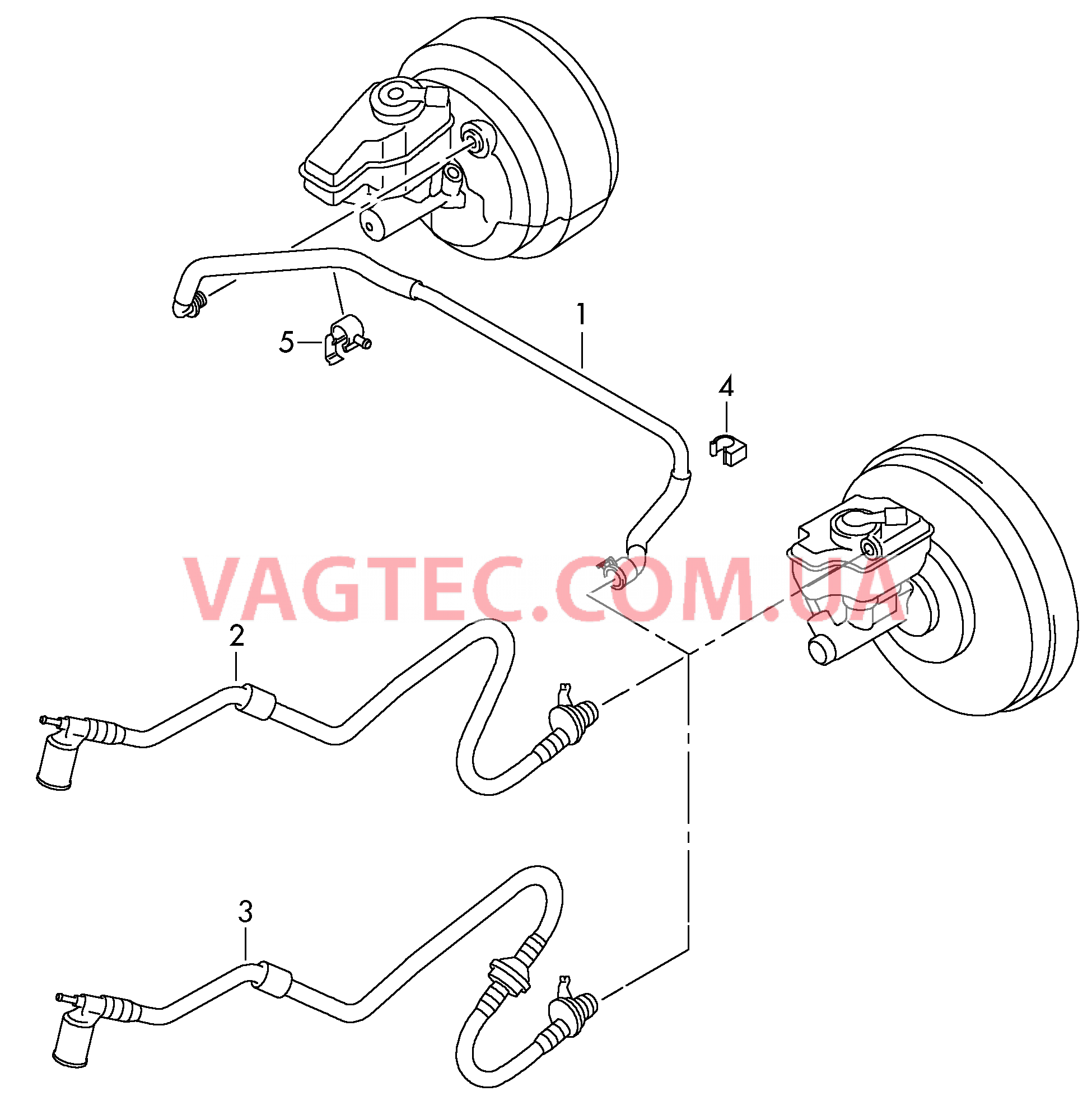 Вакуумные шланги для усилителя тормозного привода   D - 01.06.2009>> для VOLKSWAGEN GOLF 2009-2