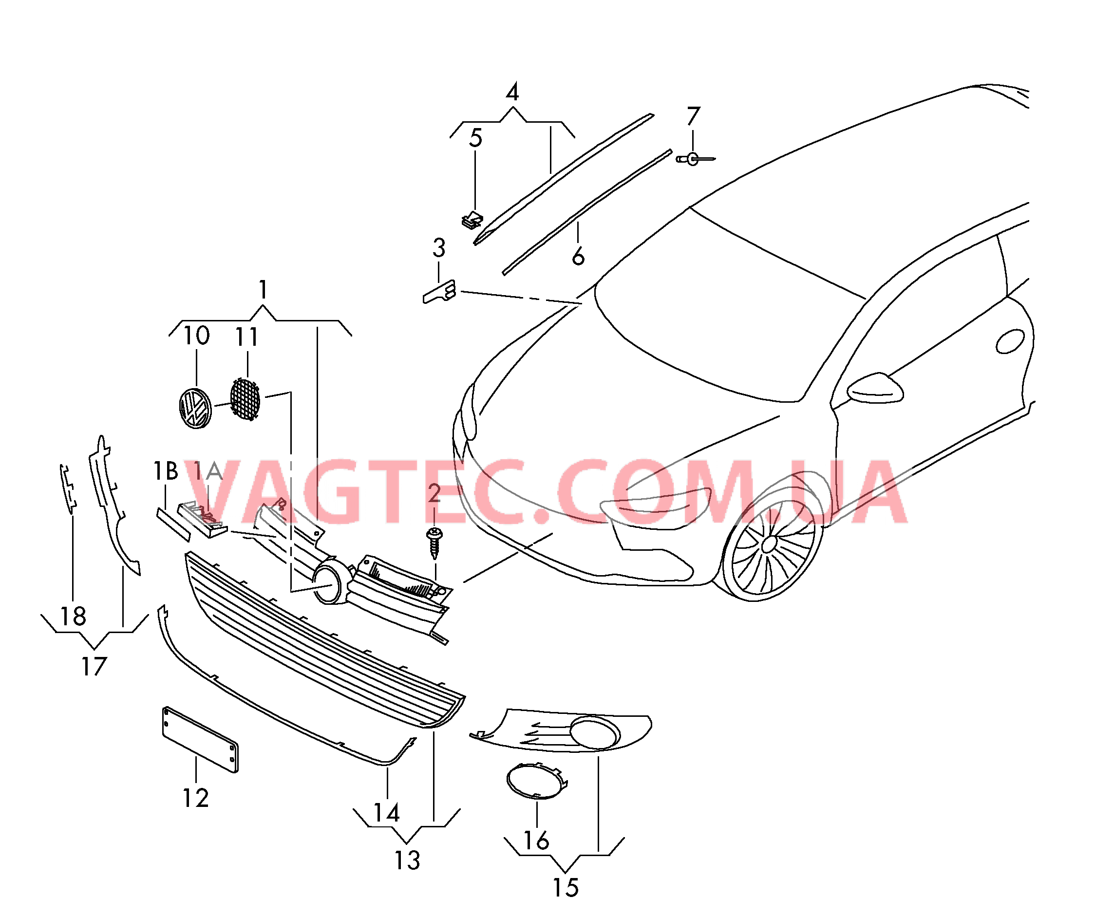 Решётка радиатора Решетка, воздухонаправляющая  для VOLKSWAGEN GOLF 2010