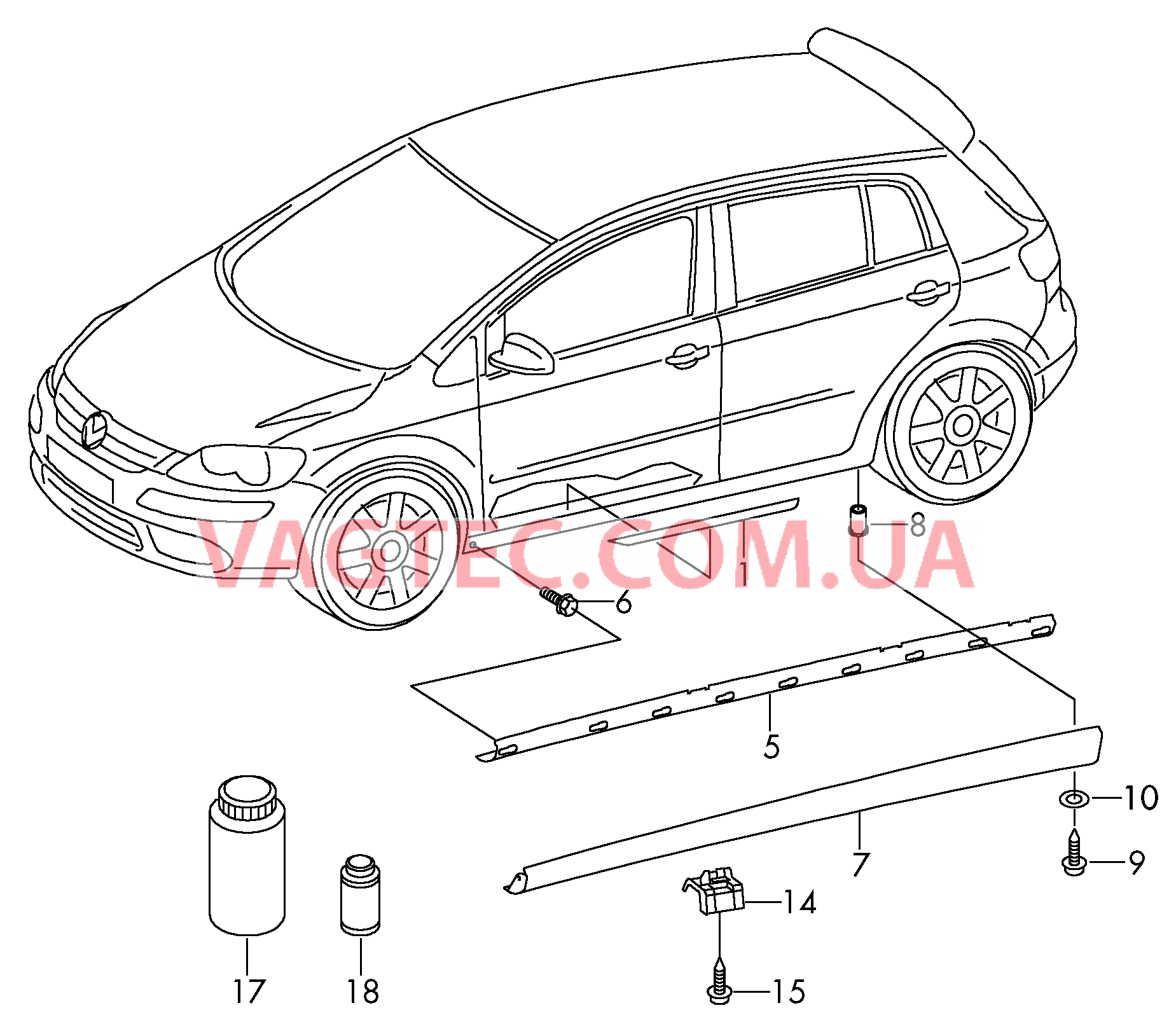 Накладка порога Накладка порога  для VOLKSWAGEN GOLF 2009-2