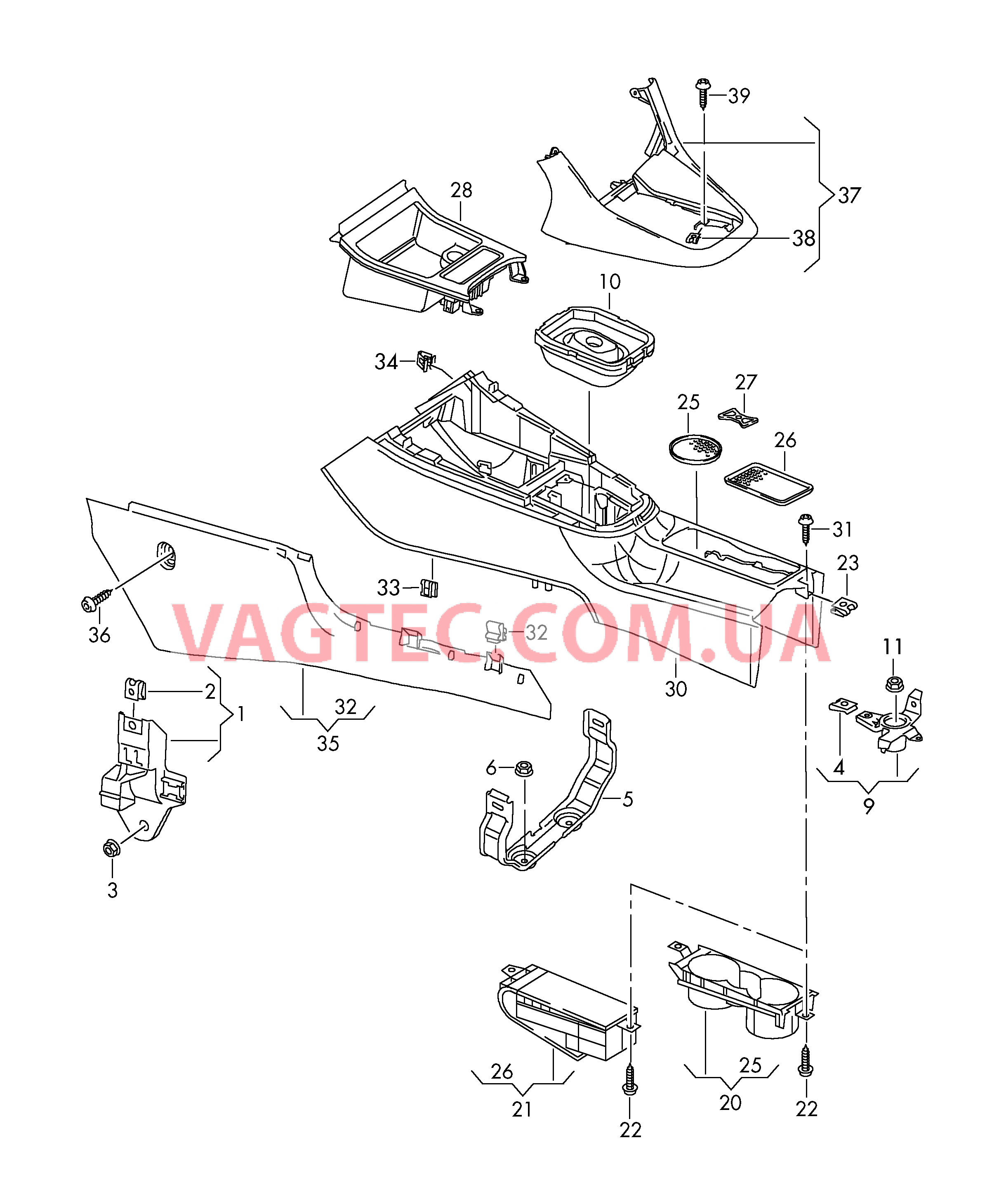 Центральная консоль  для VOLKSWAGEN GOLF 2010-1