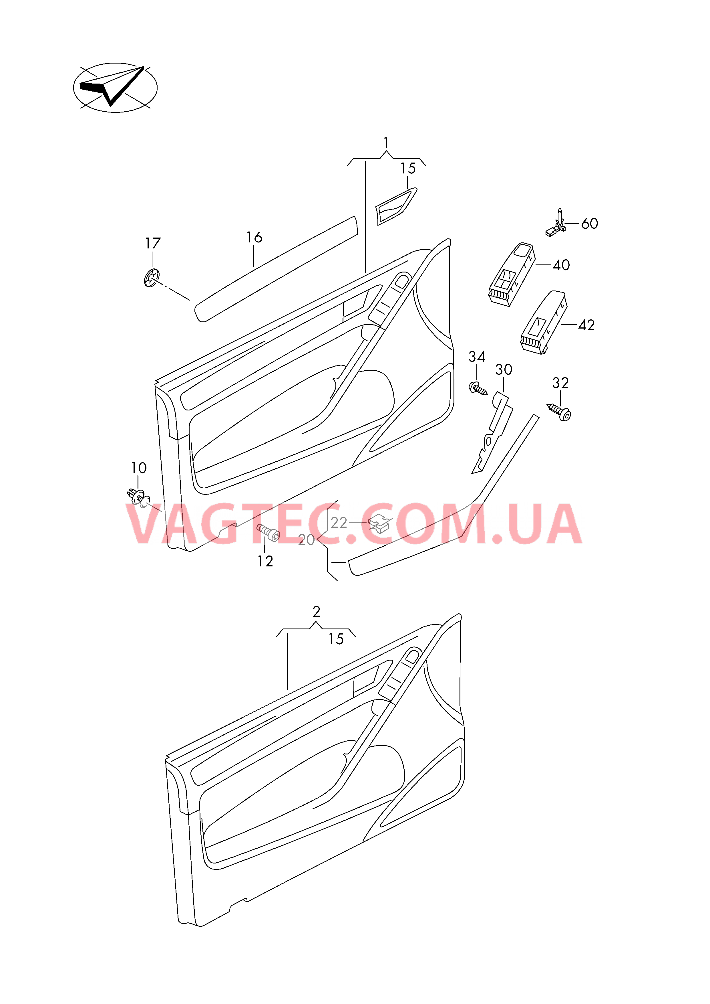 Обшивки дверей  для VOLKSWAGEN GOLF 2012-1