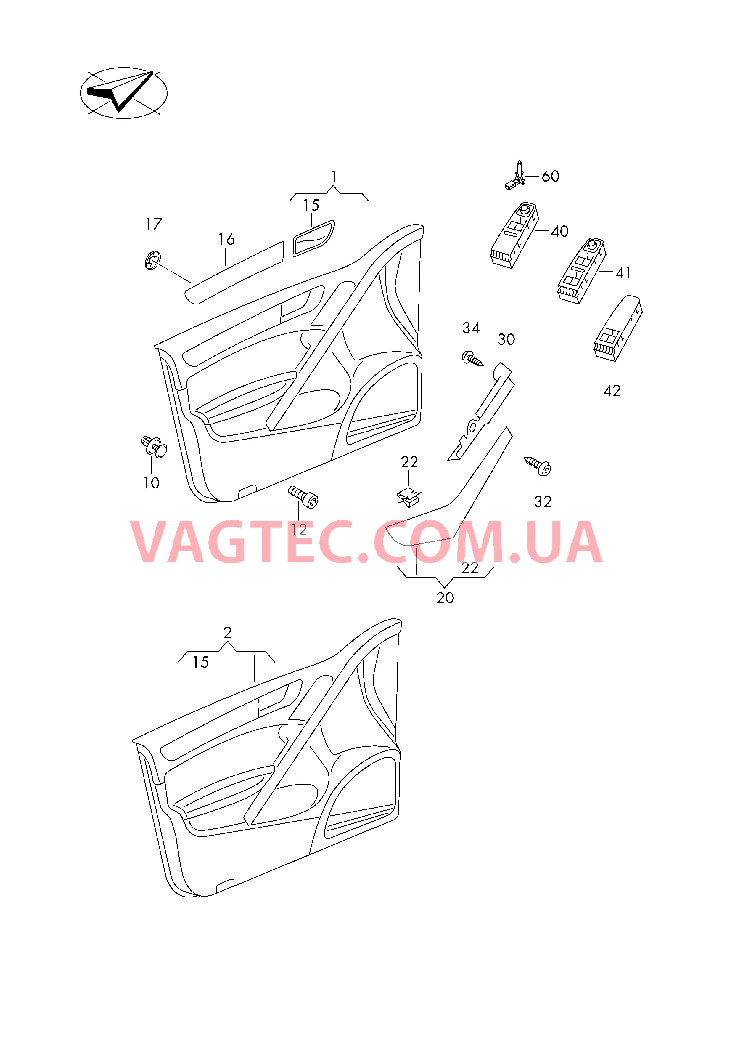 Обшивки дверей  D -    MJ 2011>> для VOLKSWAGEN GOLF 2009-2