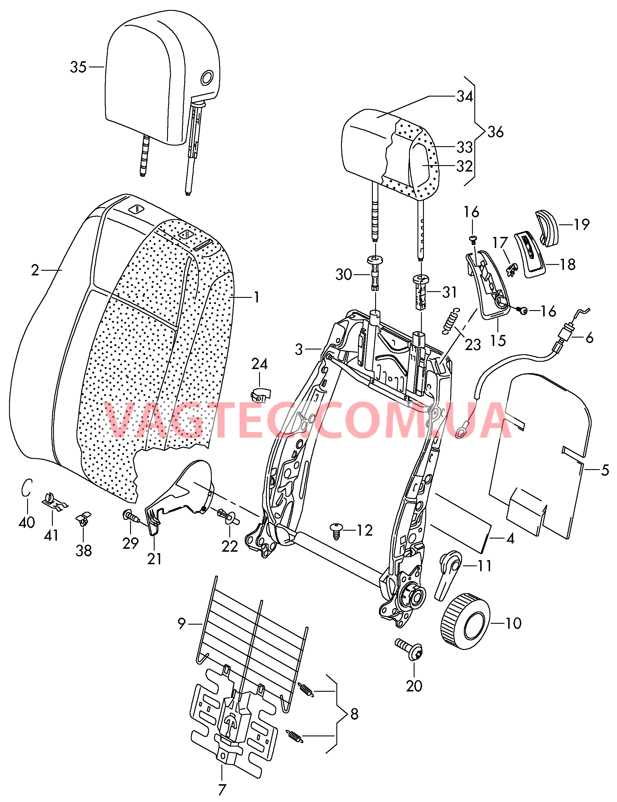 Cпинка Подголовник  для VOLKSWAGEN GOLF 2009-2