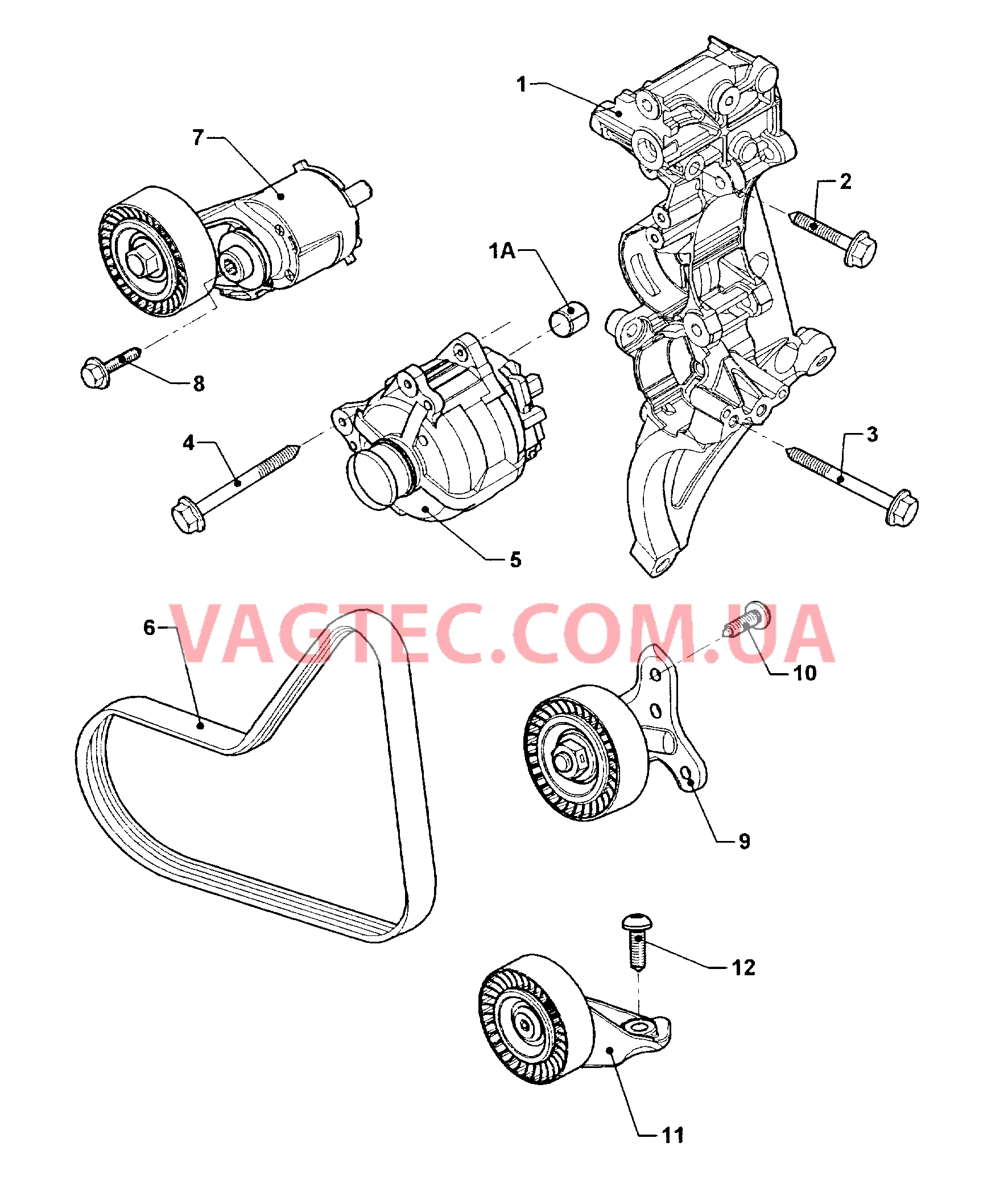 Детали подключения и крепления для генератора  Поликлиновой ремень  для VOLKSWAGEN GOLF 2012-1