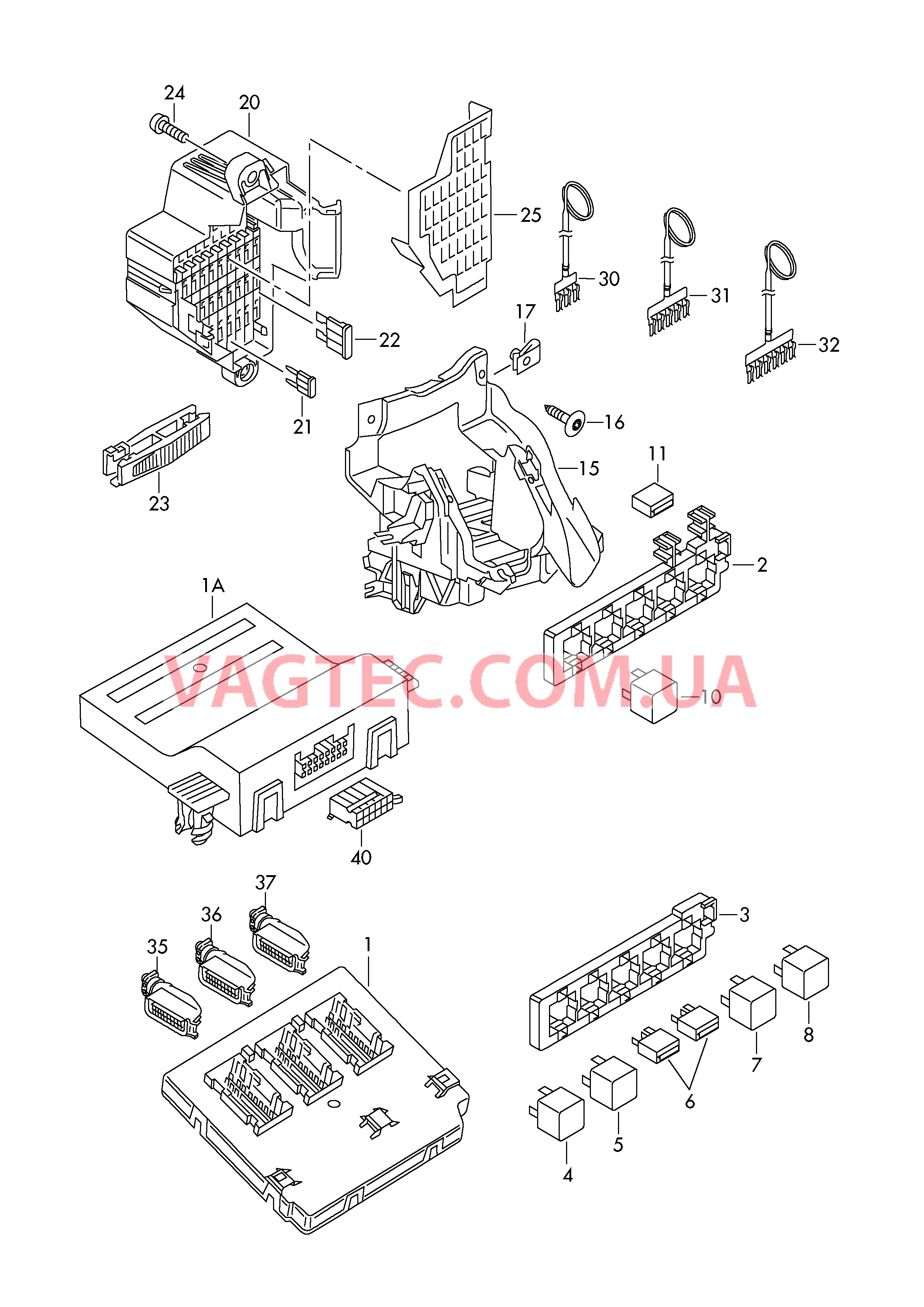 Блок управления бортовой сети Коммутац. бл., гнездо предохранителя, колодка реле и реле  для VOLKSWAGEN GOLF 2010