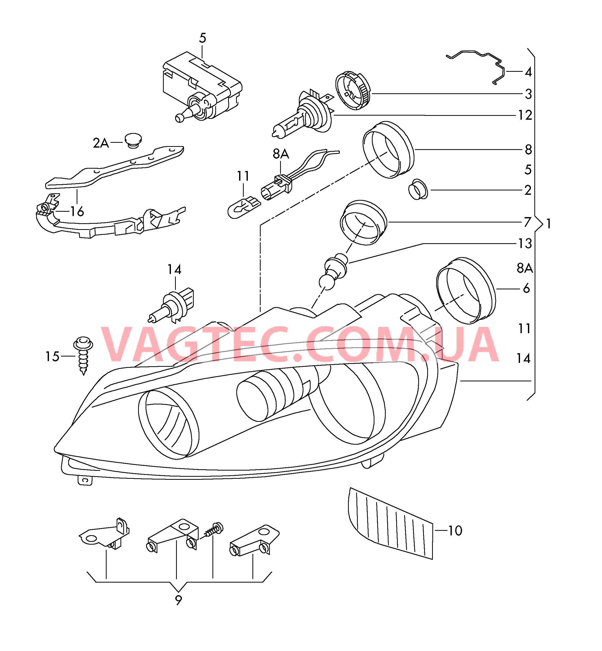 Двойная галогенная фара  для VOLKSWAGEN GOLF 2011-1