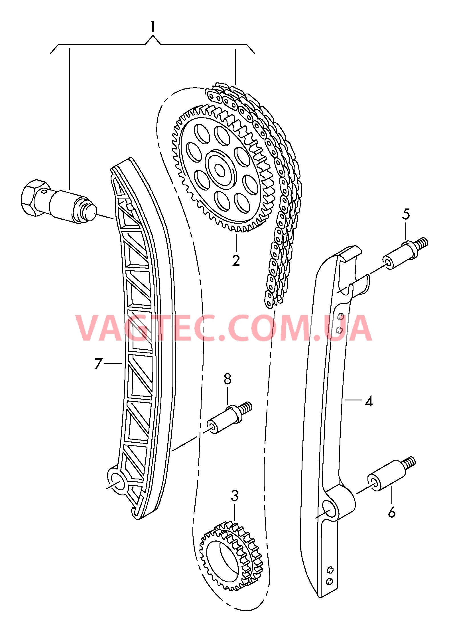 Цепь ГРМ Кор. мех-ма измен. фаз газрас.  для VOLKSWAGEN GOLF 2011-1