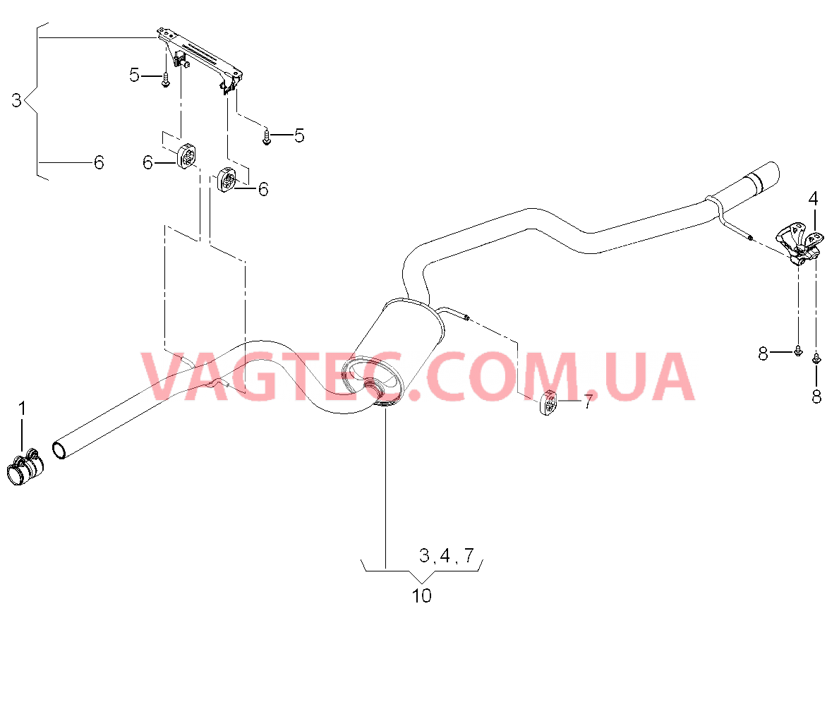 Задний глушитель  для VOLKSWAGEN Jetta 2017-2