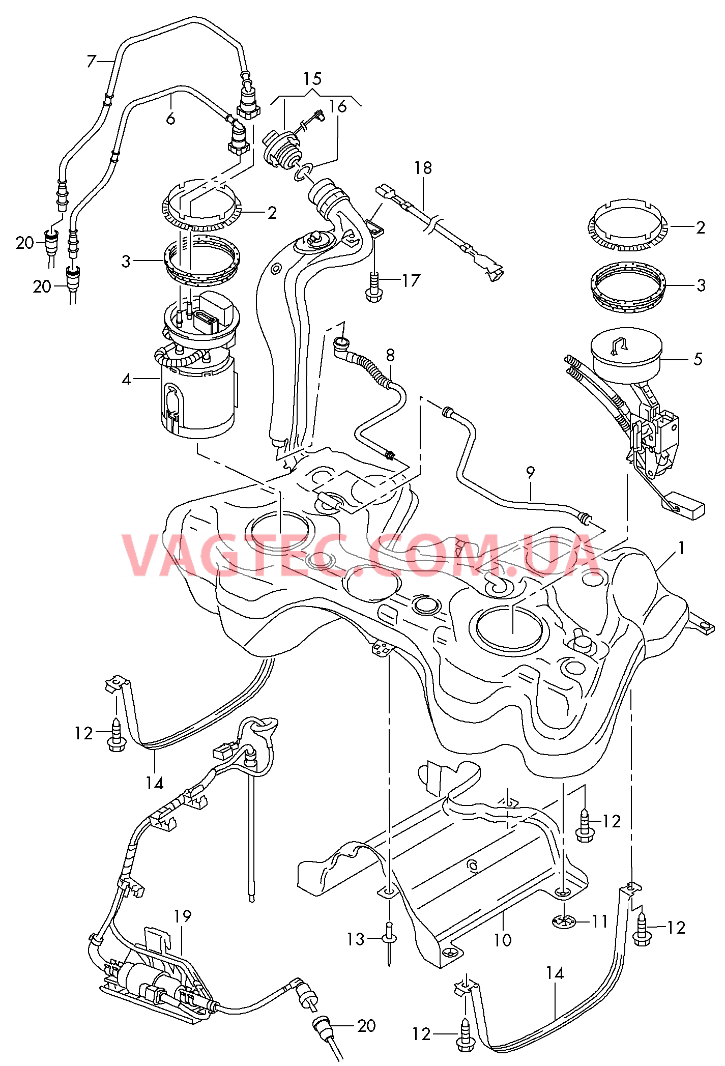 Топливный бак с навесными деталями  для VOLKSWAGEN GOLF 2012-1