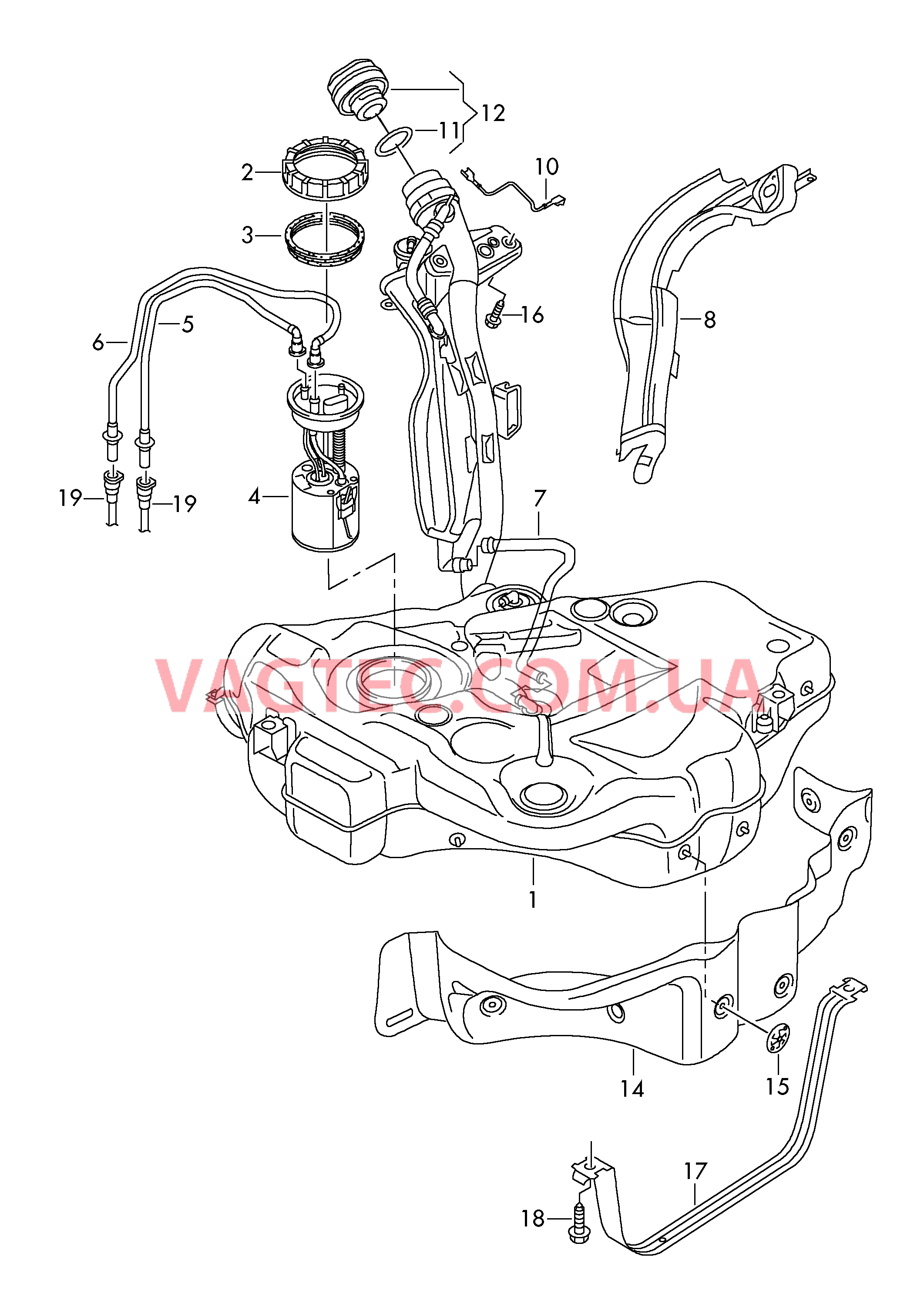 Топливный бак с навесными деталями  для VOLKSWAGEN GOLF 2013-1