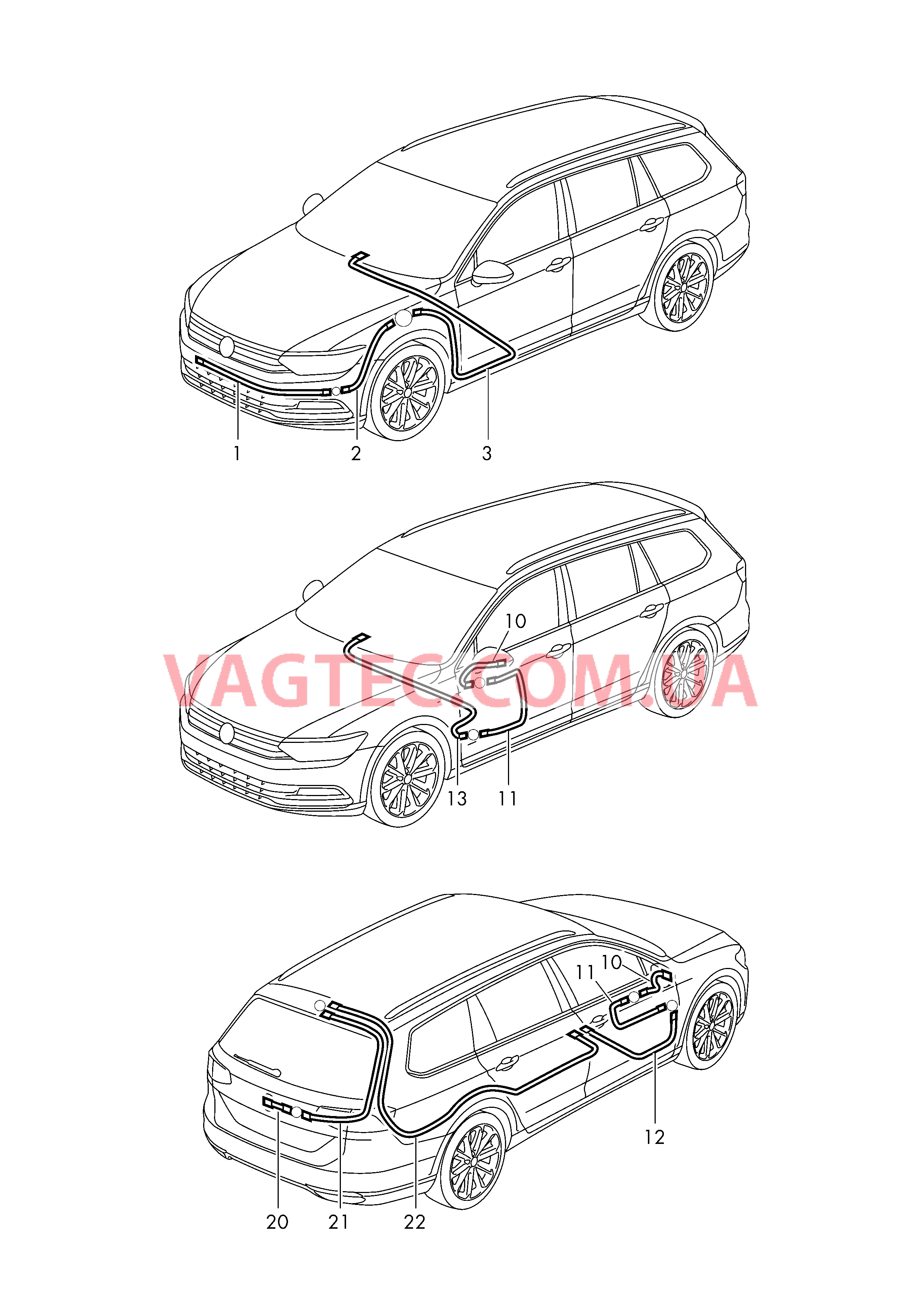 Кабель-адаптер дл.перед.данных Камера сист. кругового обзора  для VOLKSWAGEN Passat 2016