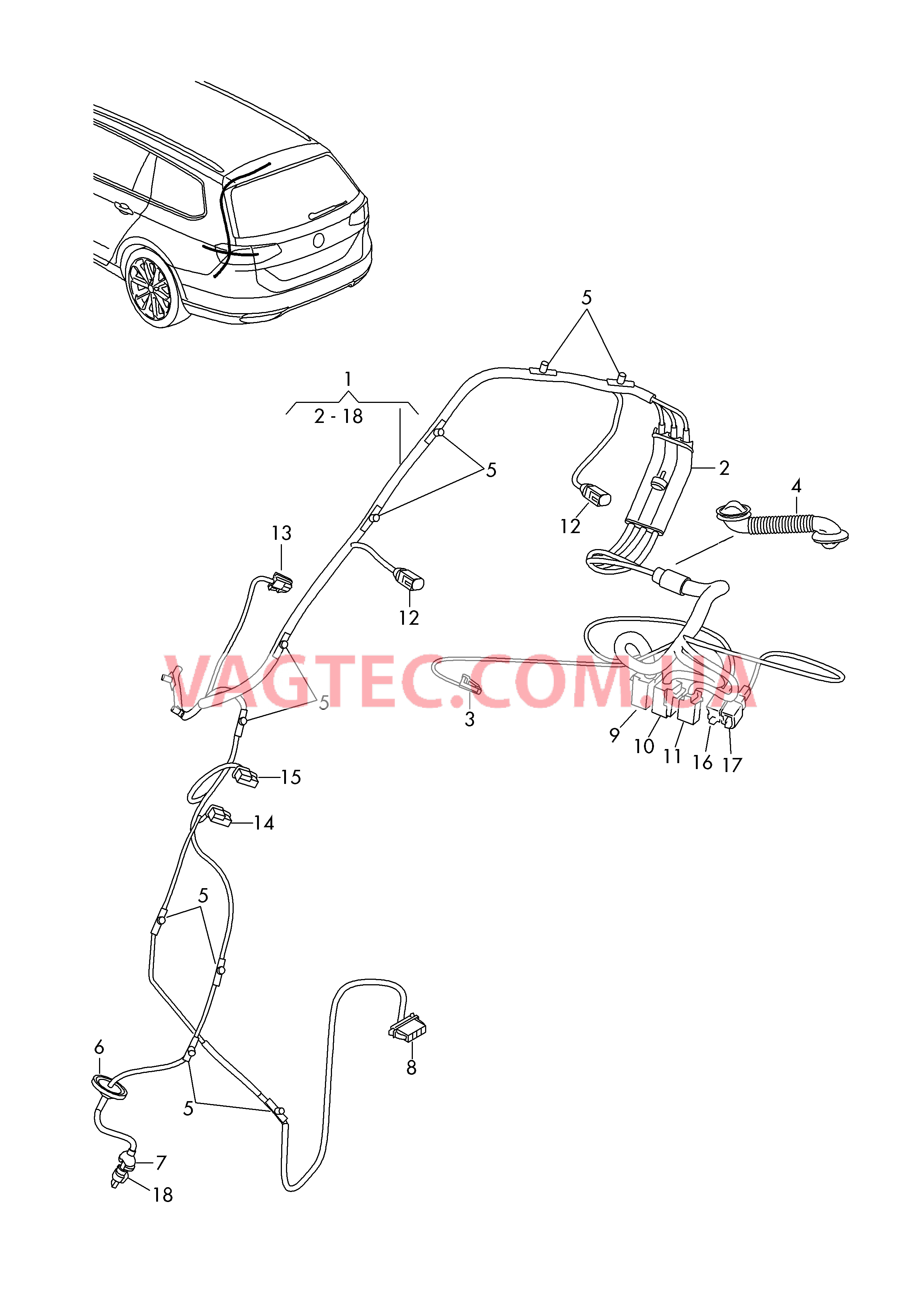 Ремкомплект для жгута проводов .  ------------------------------ Отрезок жгута  Точка подключ.-корпус разъема  для VOLKSWAGEN Passat 2016