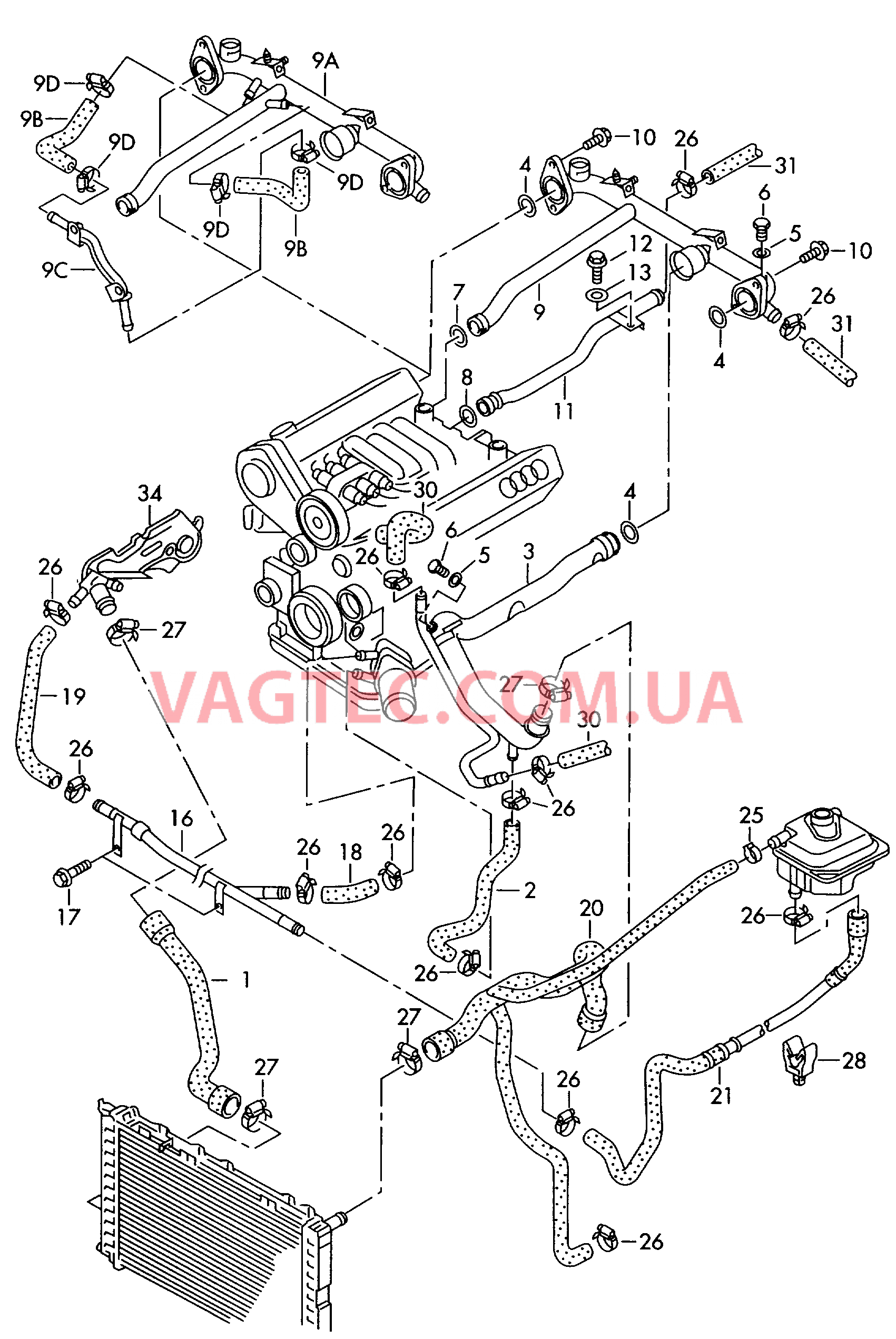  VW РASSAT Жидкостное охлаждение  F             >> 3B-X-145 413* F             >> 3B-XE173 715* для VOLKSWAGEN Passat 2000