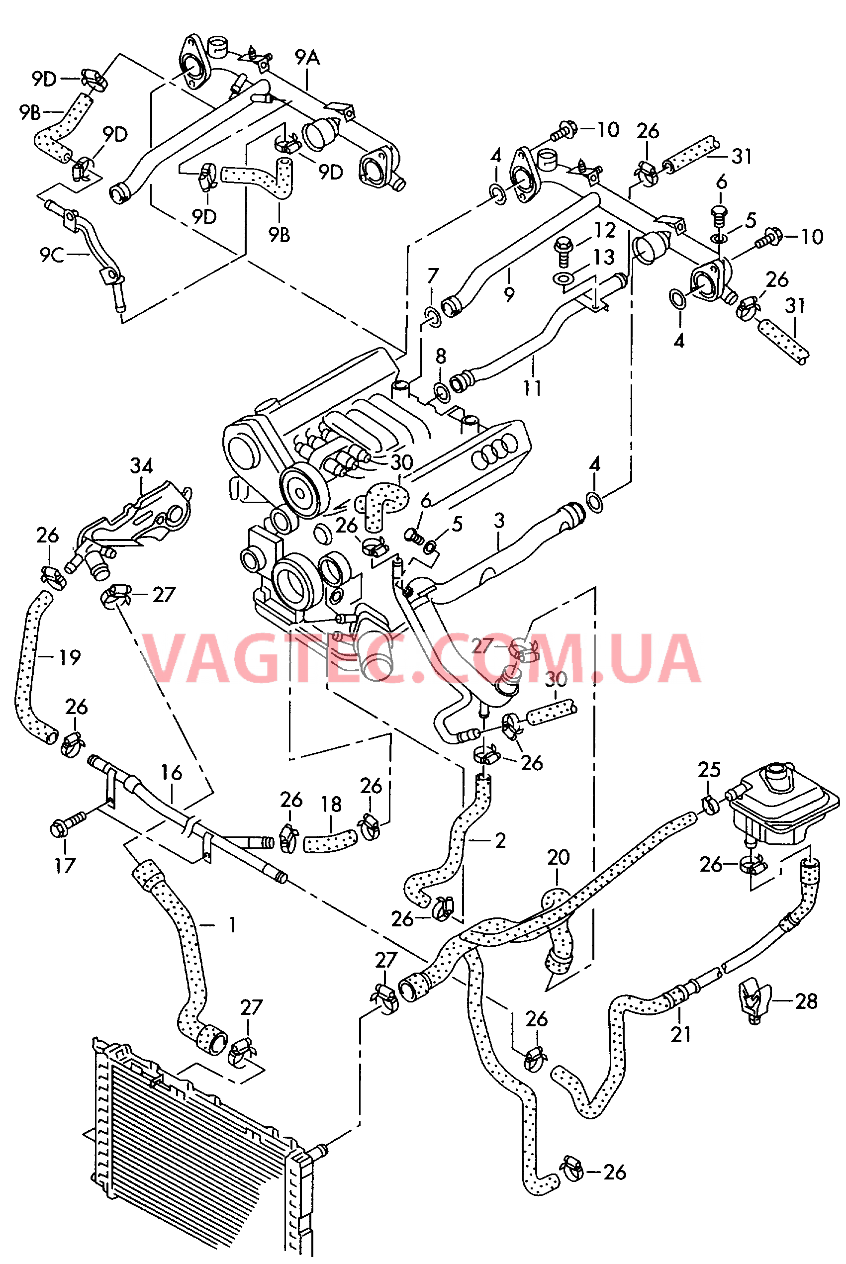 Жидкостное охлаждение  F             >> 3B-X-145 413* F             >> 3B-XE173 715* для VOLKSWAGEN Passat 2000-1