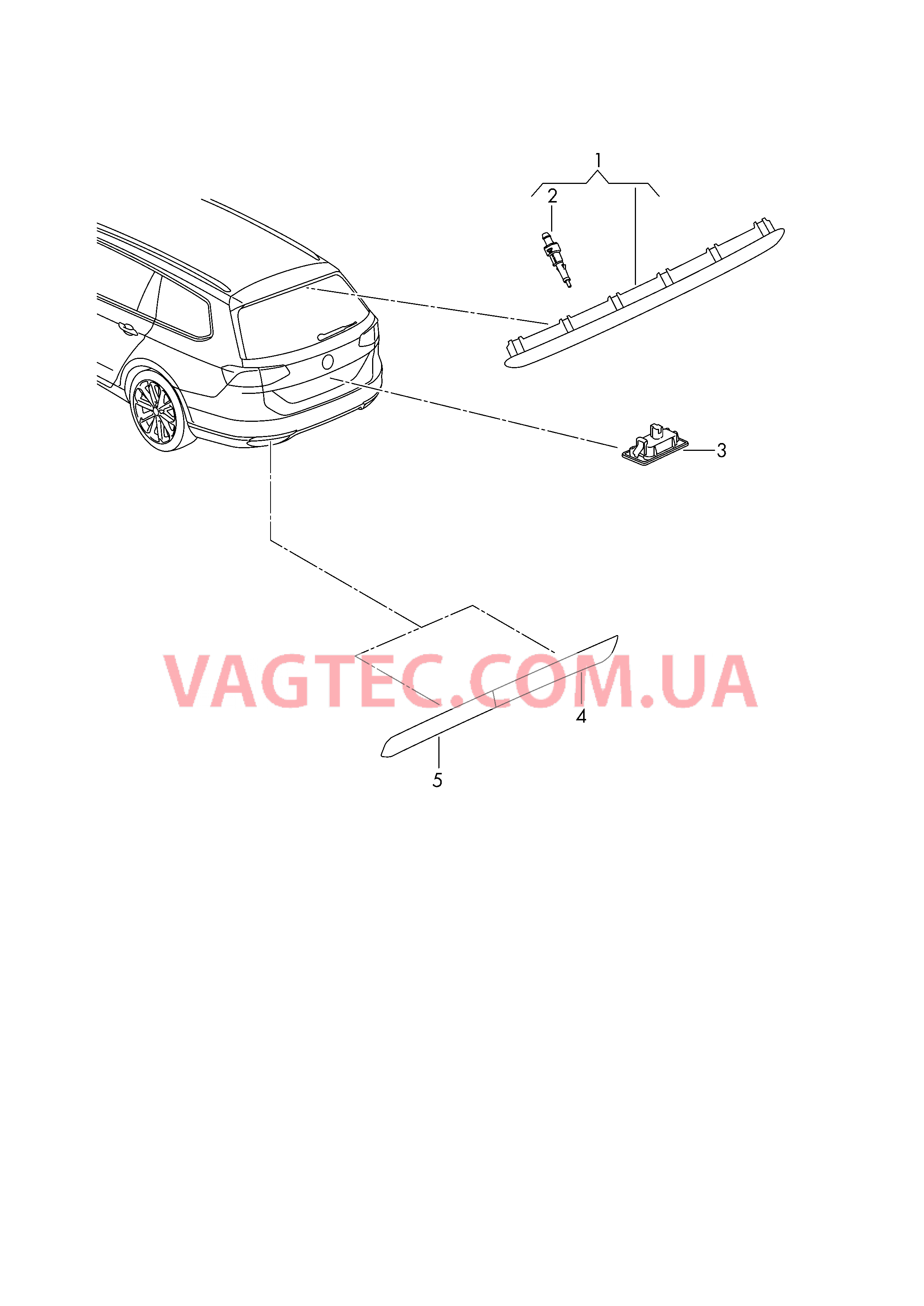 Верхний стоп-сигнал Плафон освещ. номерного знака Cветовозвращатель  для VOLKSWAGEN Passat 2015-2