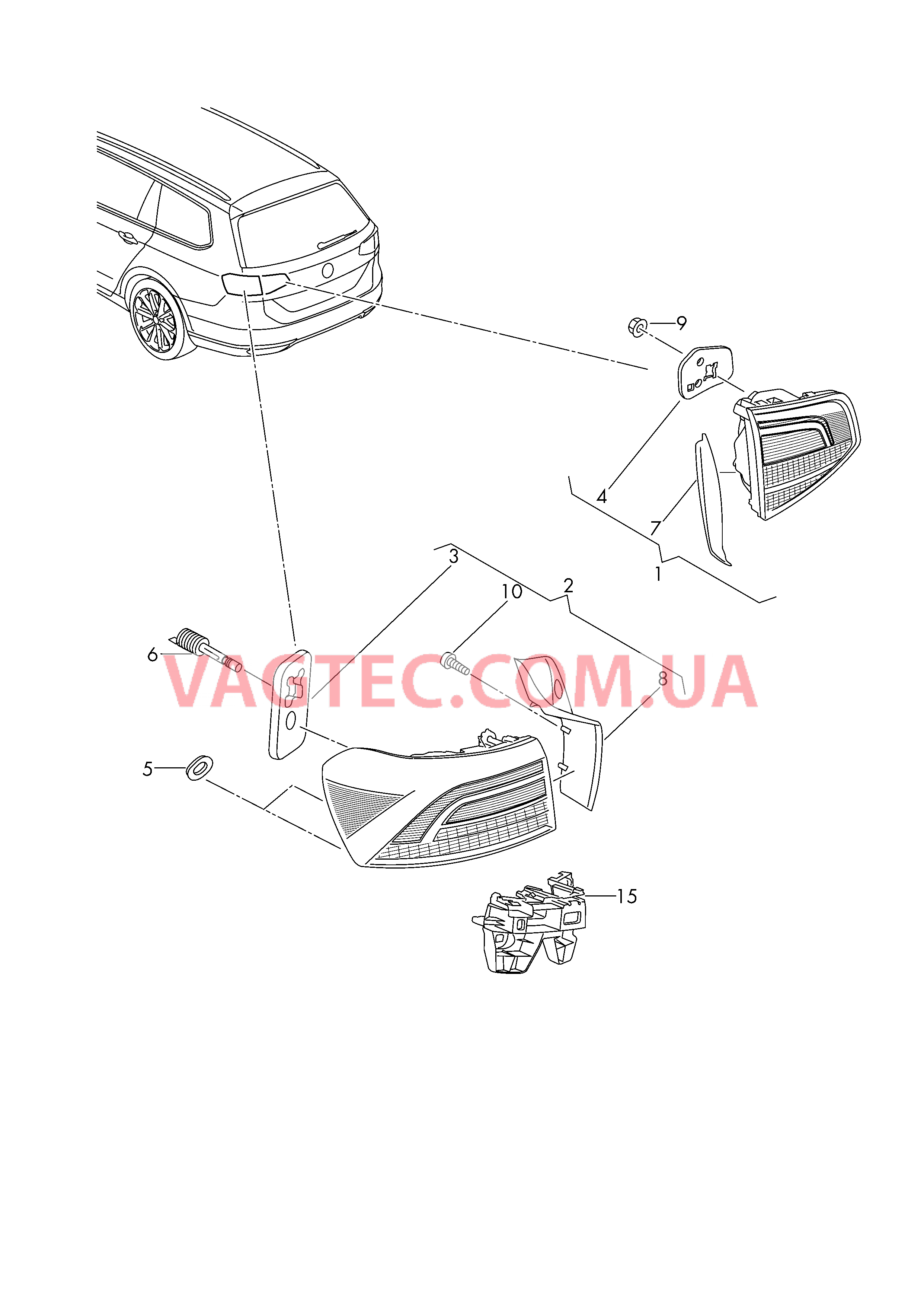 Светодиодный задний фонарь  для VOLKSWAGEN Passat 2015-2