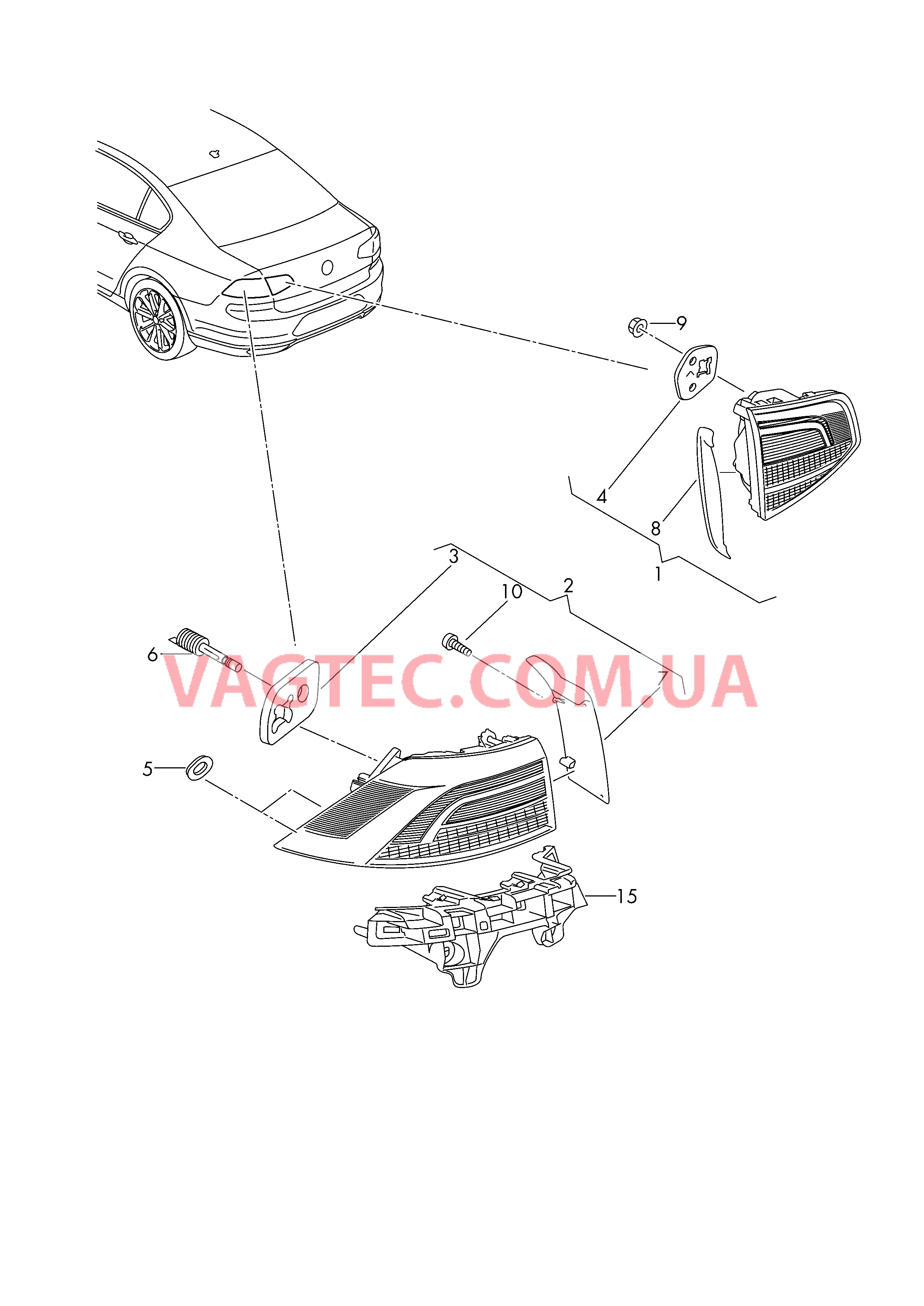 Светодиодный задний фонарь  для VOLKSWAGEN Passat 2015-2