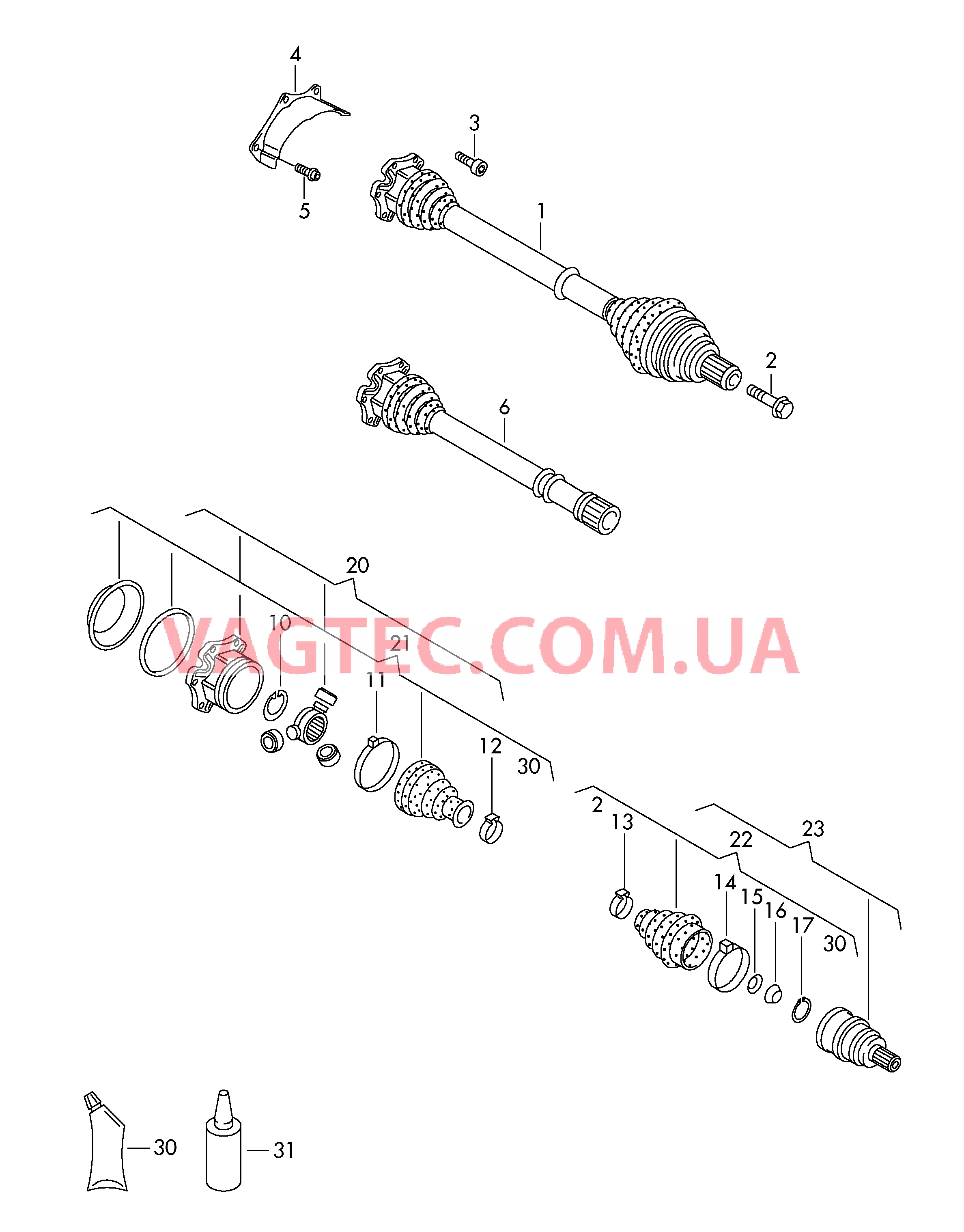 Приводной вал для 5-ступ. механической КП  для VOLKSWAGEN Passat 2000-1