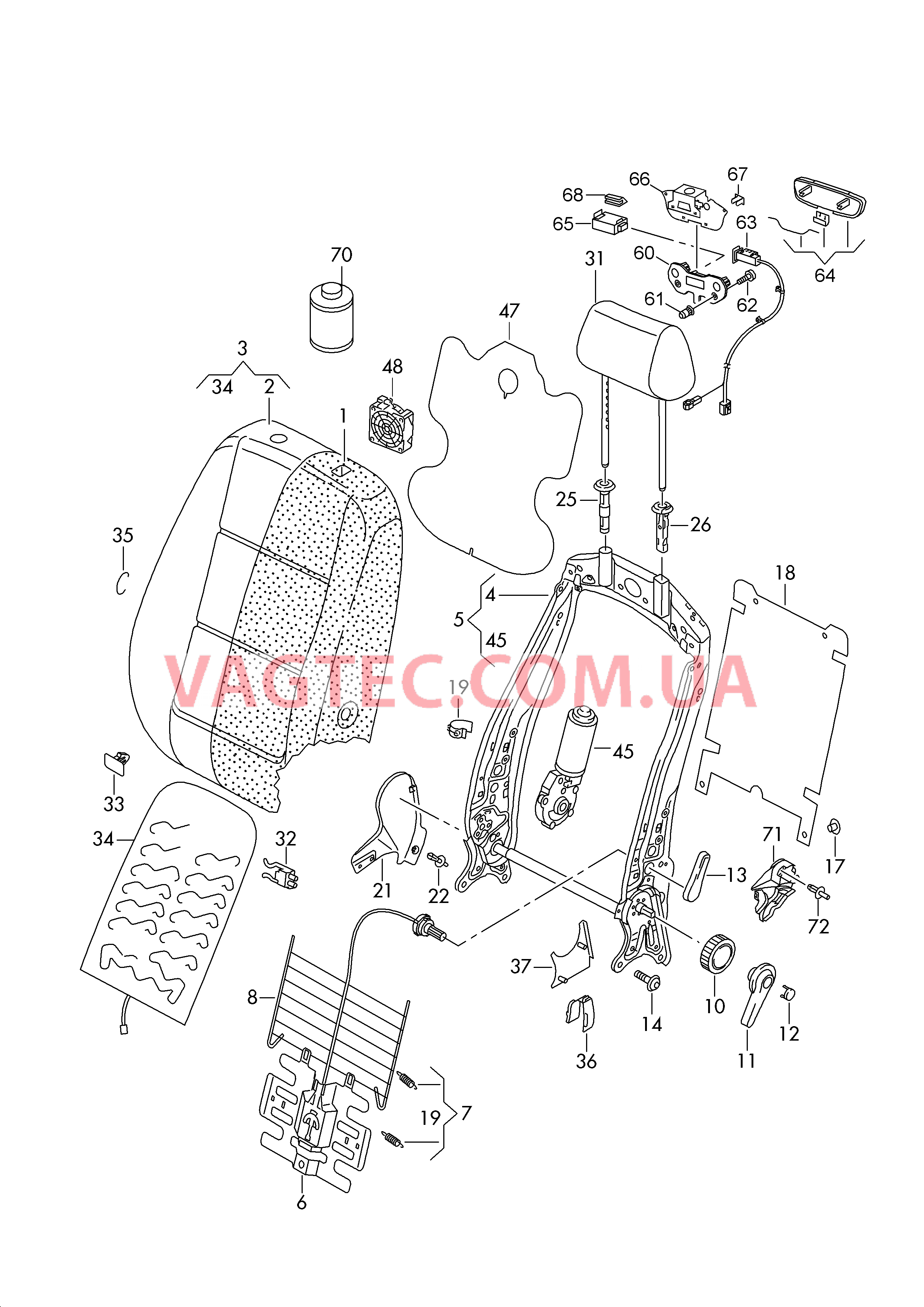 Cпинка Подголовники  для VOLKSWAGEN Passat 2015-2