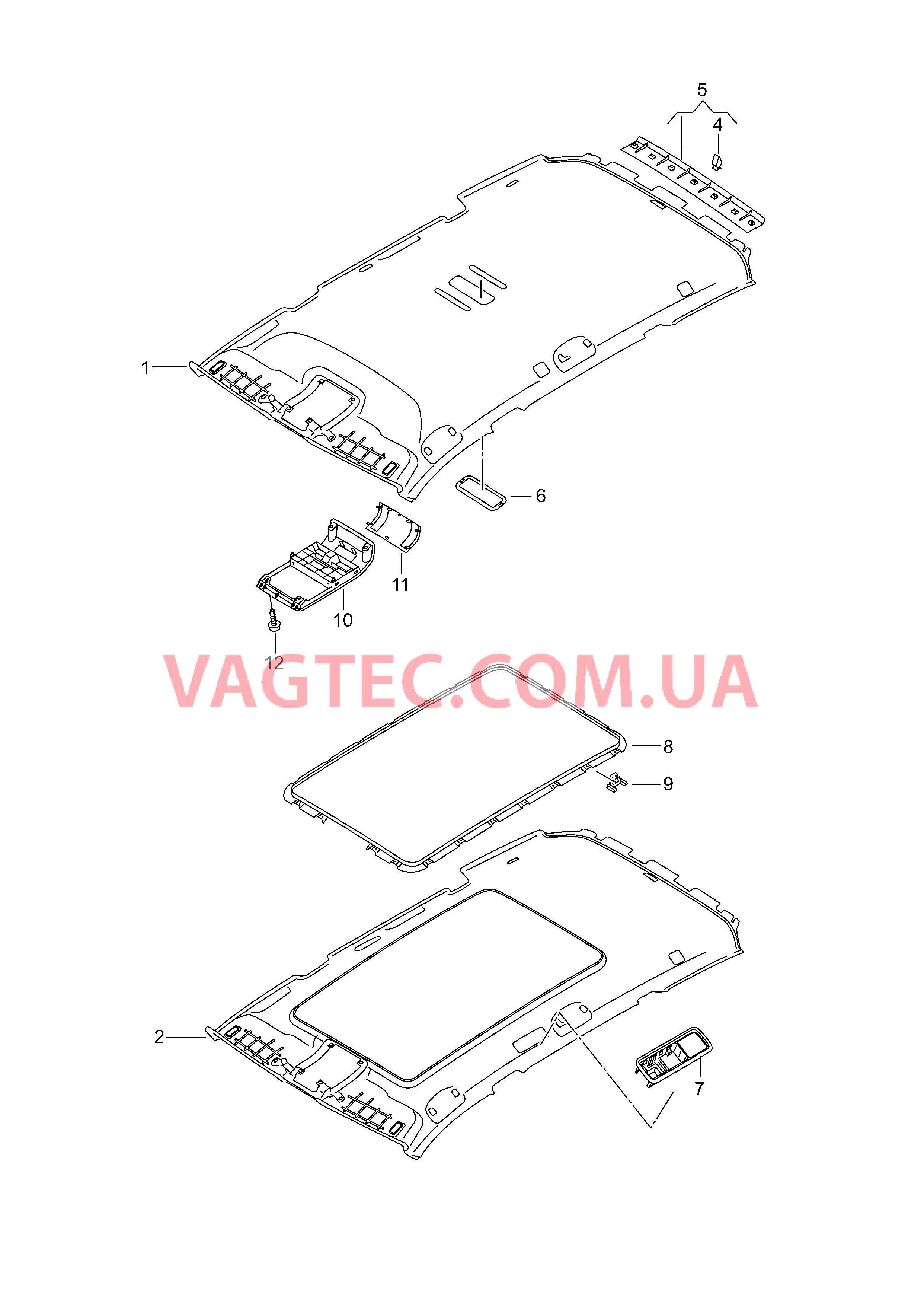 Формованная панель потолка Формованная панель потолка Замыкающая облицовка Детали не в сборе  для VOLKSWAGEN Passat 2016