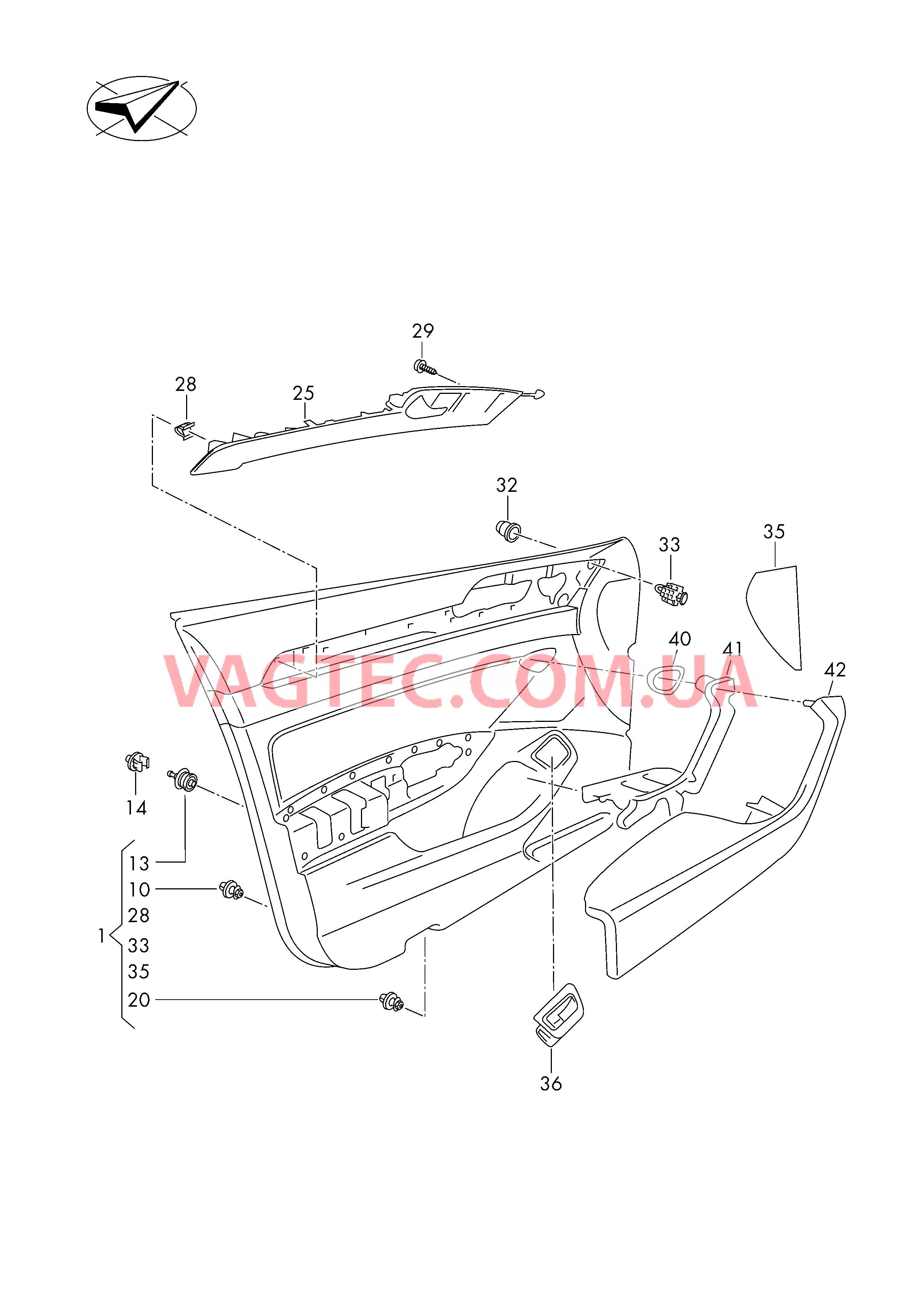 Обивка двери  для VOLKSWAGEN Passat 2016