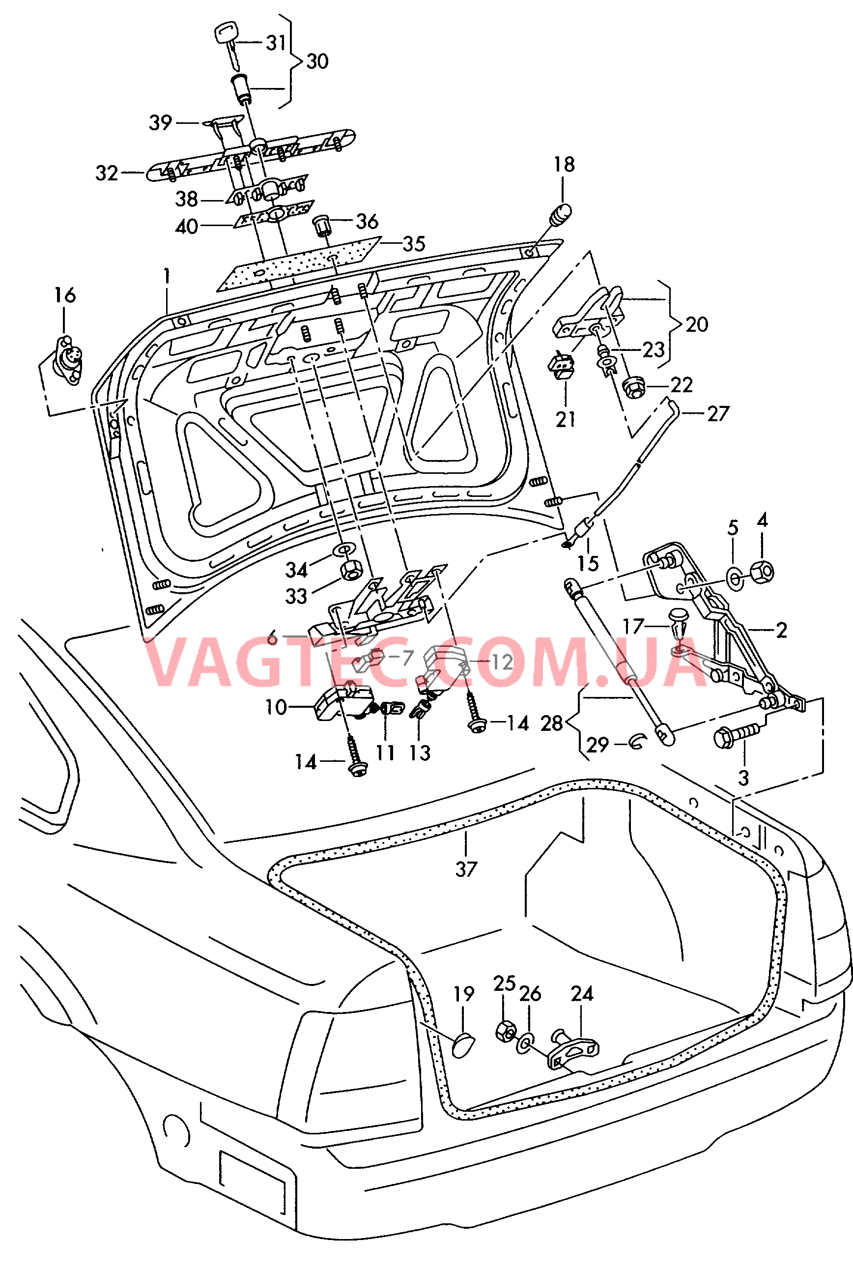 Крышка багажного отсека Замок  для VOLKSWAGEN Passat 2000-1