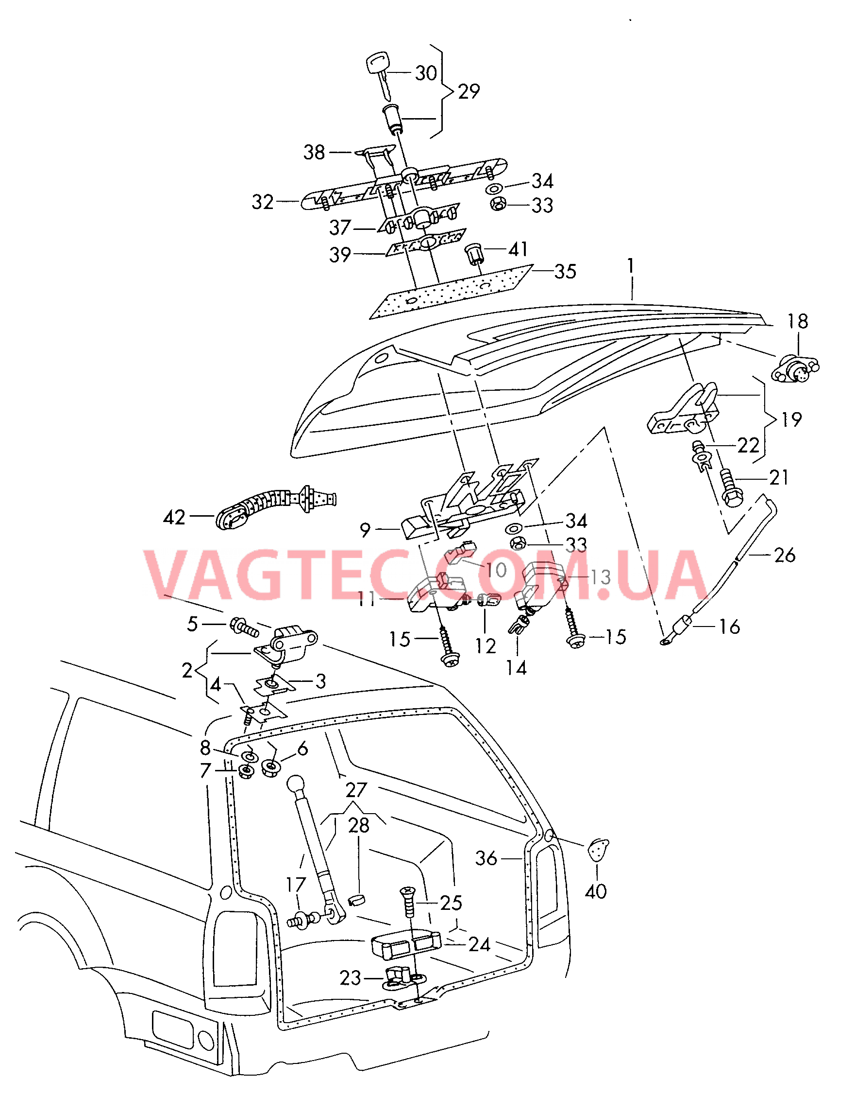 Крышка багажного отсека Замок  для VOLKSWAGEN Passat 2000-1