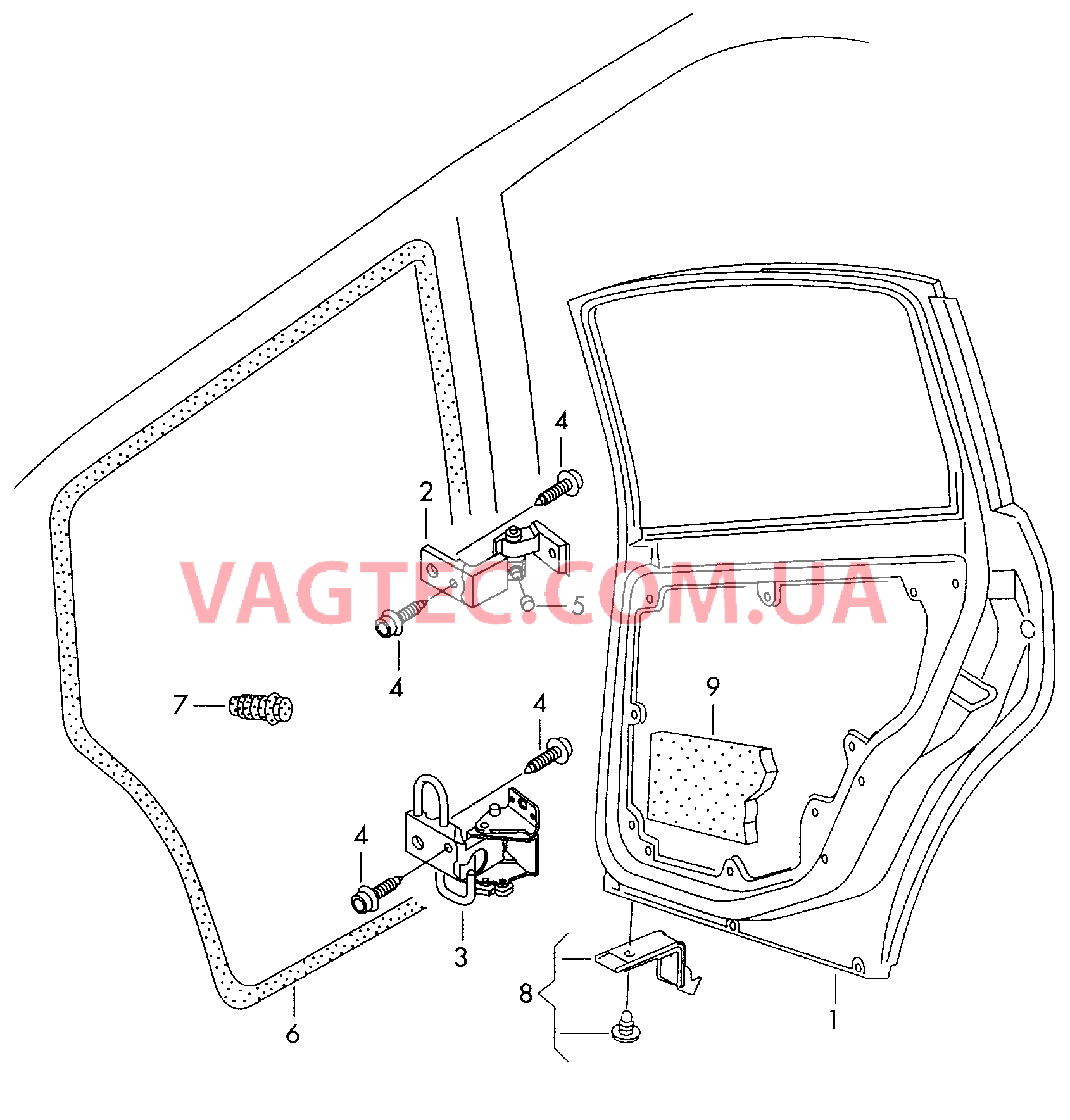 Двери Петля двери Уплотнитель двери  для VOLKSWAGEN Passat 2000-1