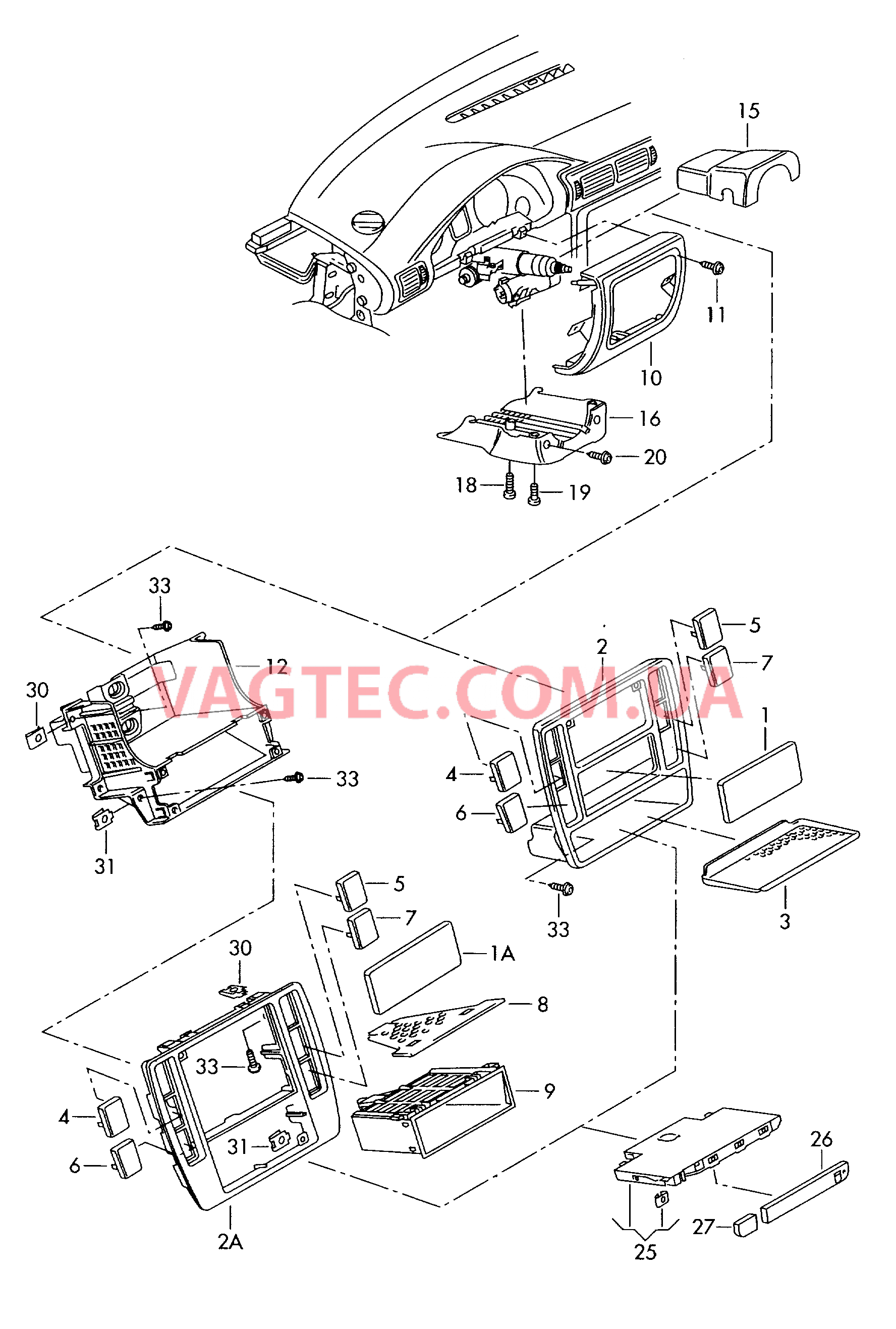 Детали, встроен. в пан. приб.  для VOLKSWAGEN Passat 2003