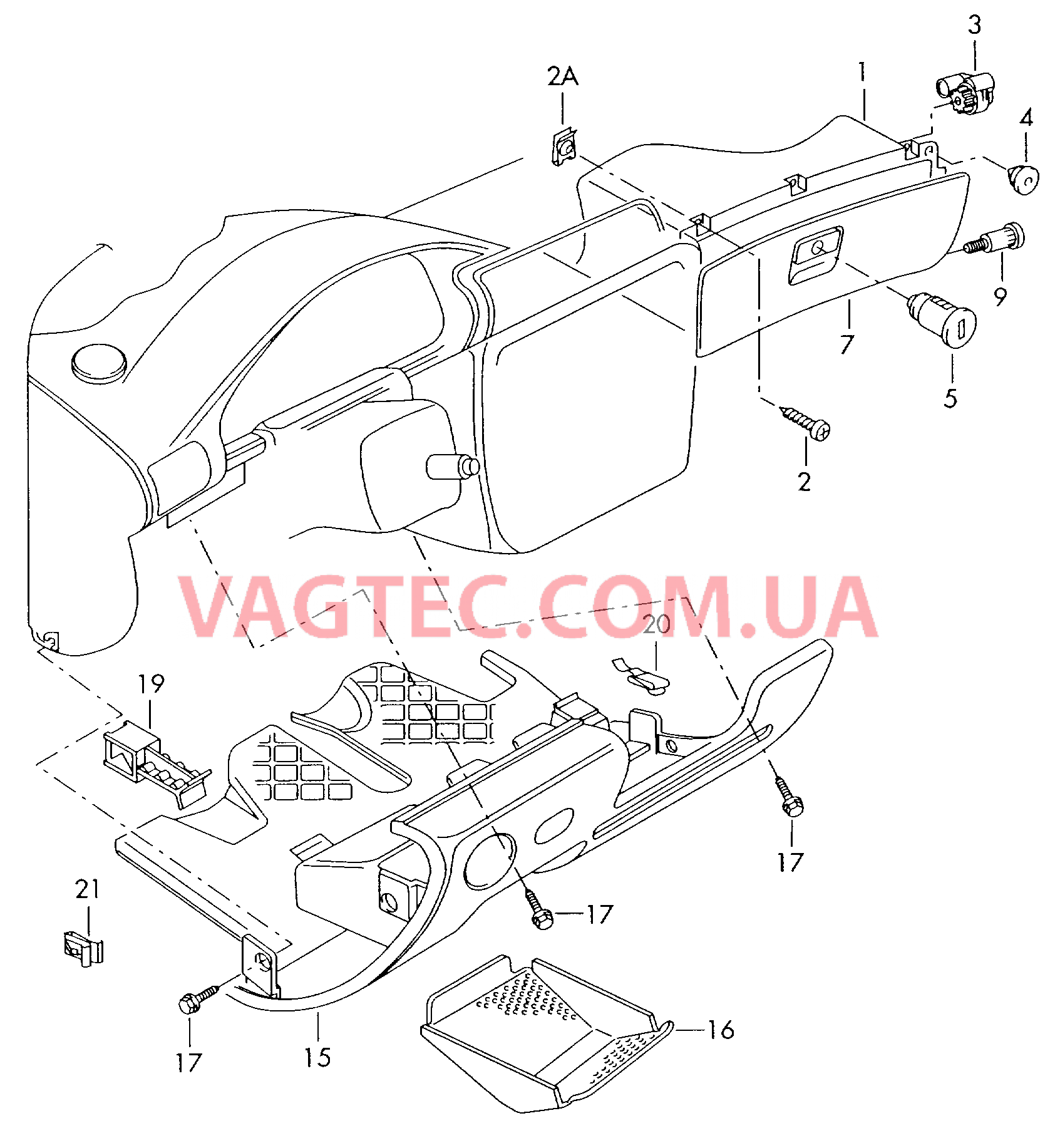 Вещевой ящик Вещевое отделение   F 3B-2-000 001>> для VOLKSWAGEN Passat 2002