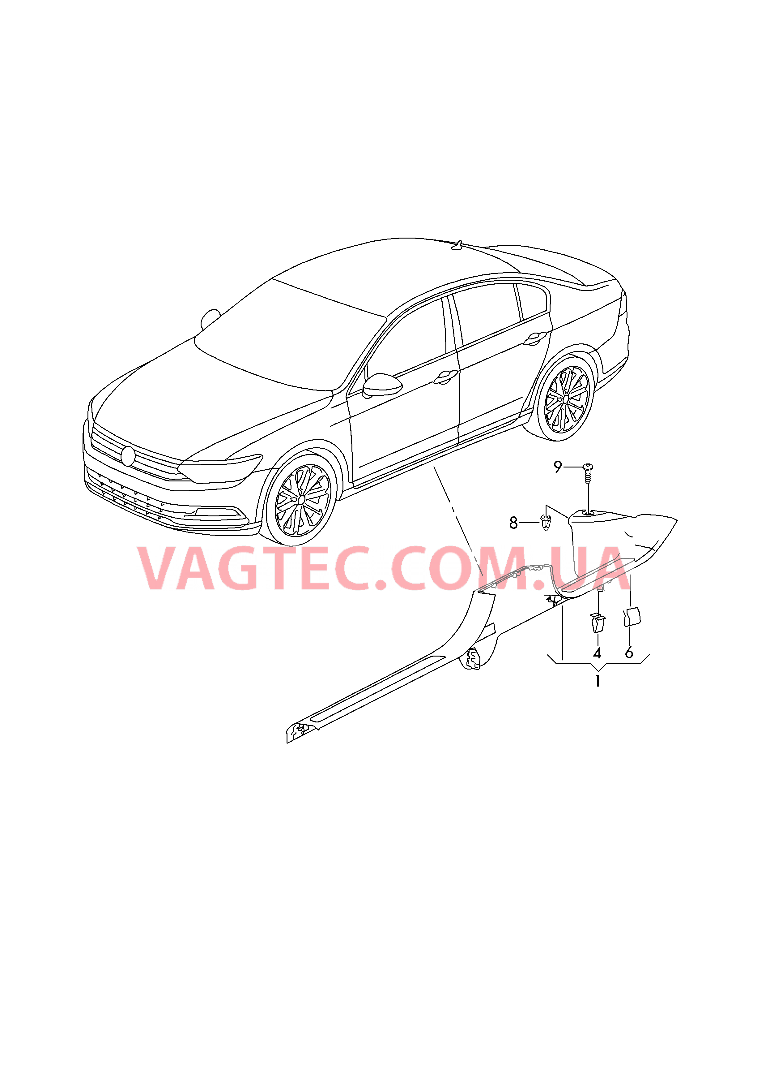 Накладка порога  для VOLKSWAGEN Passat 2017