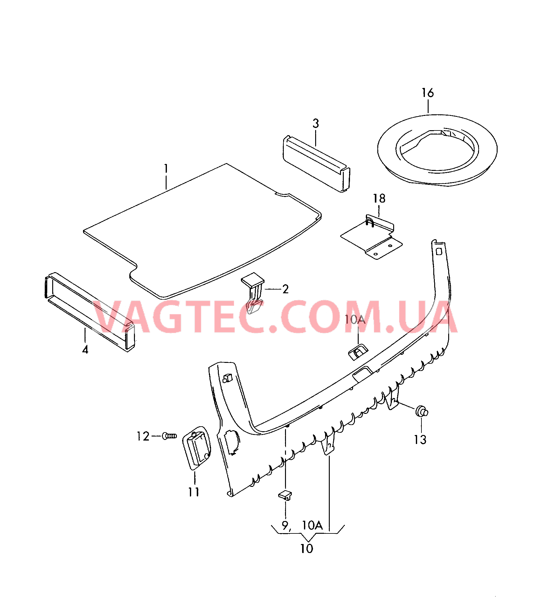 Коврик багажника Накладка для кронштейна замка  для VOLKSWAGEN Passat 2003