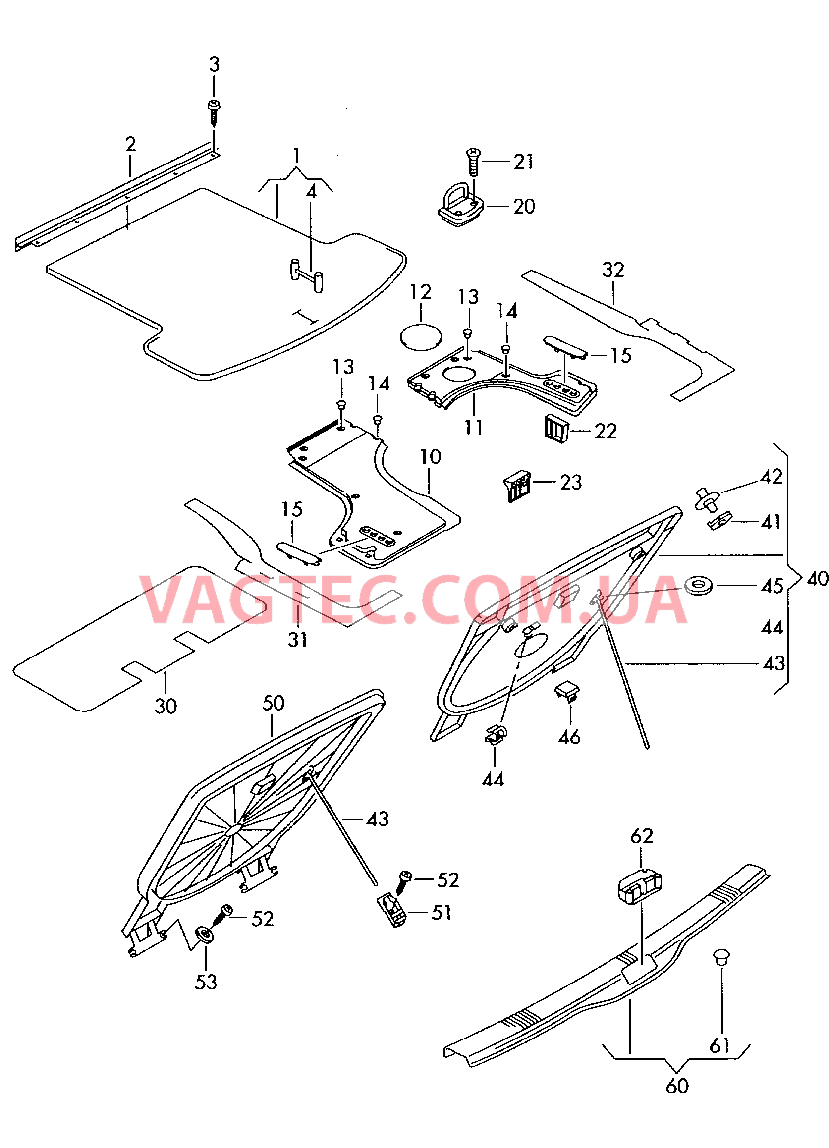 Коврик багажника Накладка для кронштейна замка  для VOLKSWAGEN Passat 2003