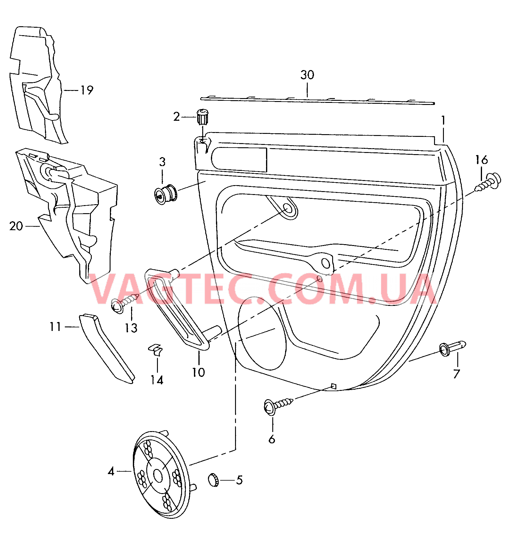 Обшивки дверей  для VOLKSWAGEN Passat 2000-1