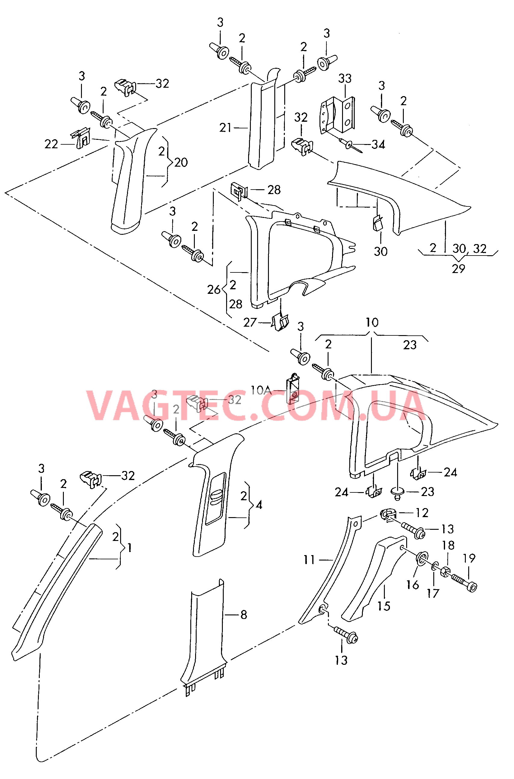 Облицовка стойки  для VOLKSWAGEN Passat 2001