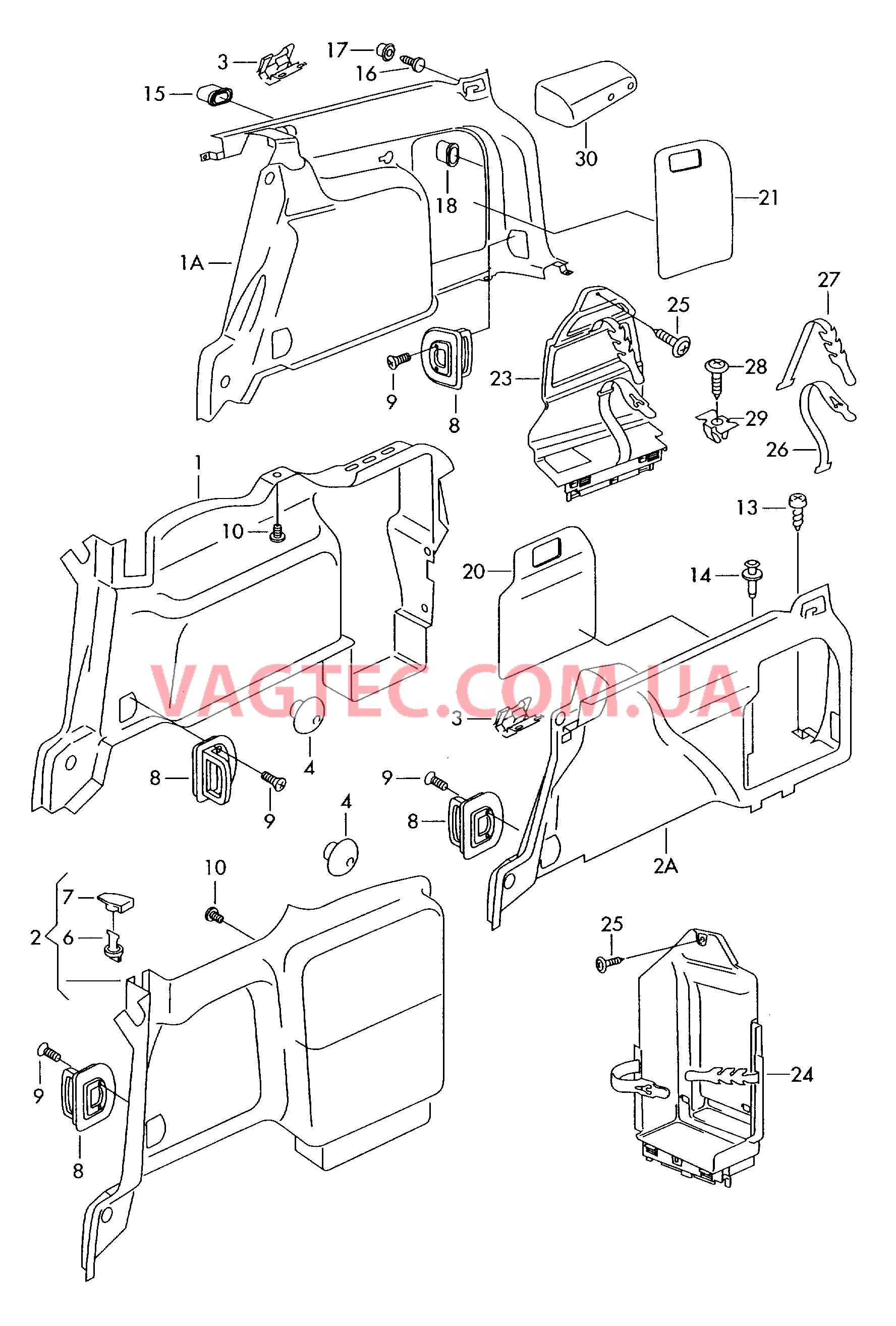 Обшивки багажника  для VOLKSWAGEN Passat 2000-1