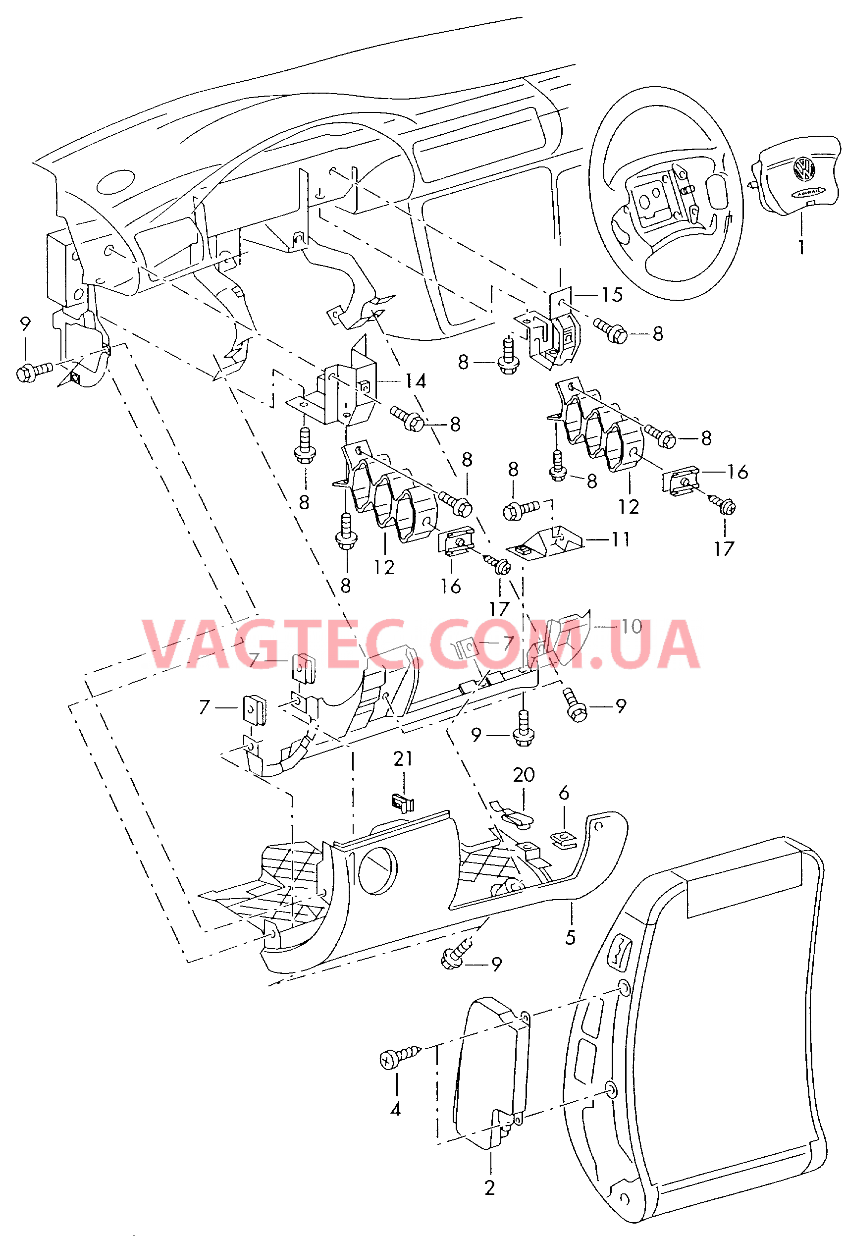 Подушка безопасности VW РASSAT  (сторона водителя)  для VOLKSWAGEN Passat 2000