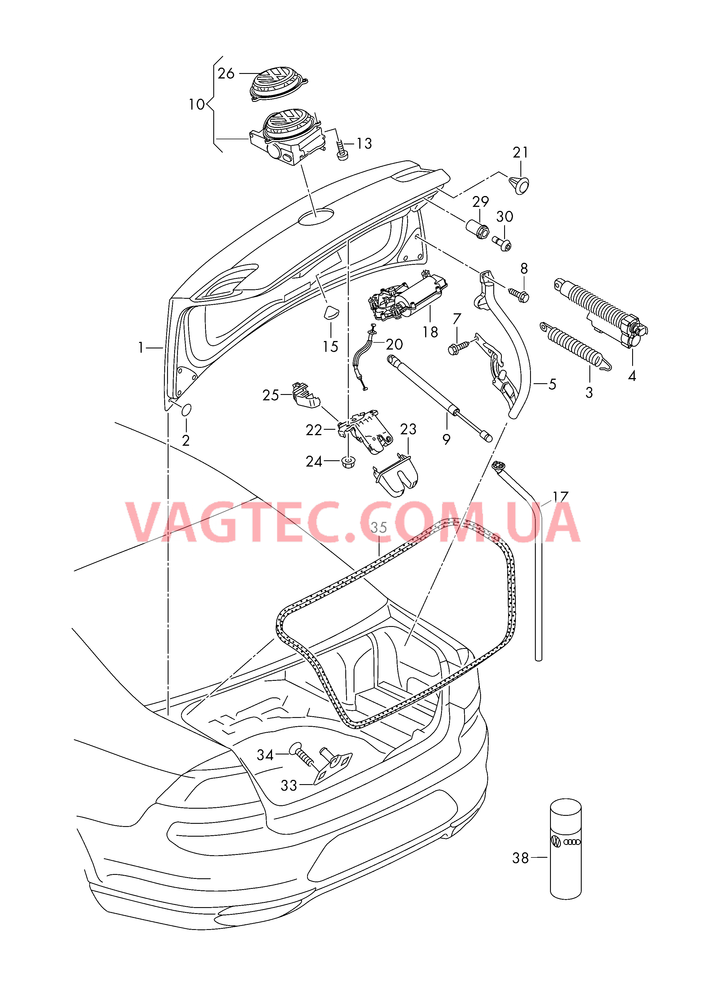 Крышка багажного отсека Замок  для VOLKSWAGEN Passat 2015-2