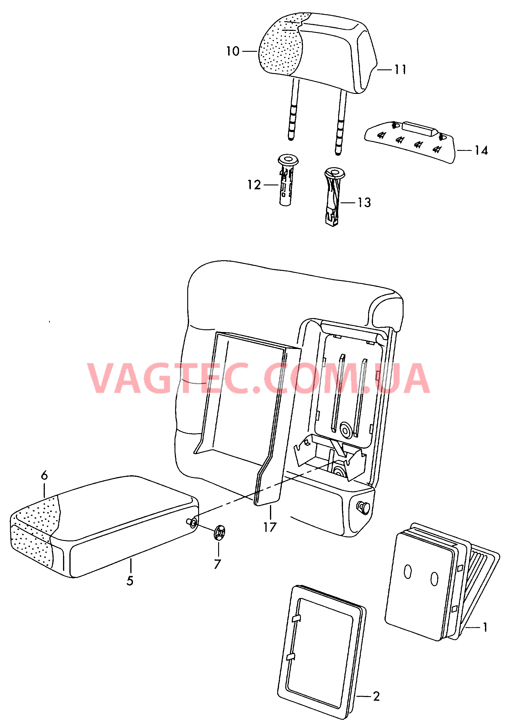 Подлокотник Подголовники Прис-ние для перев.длин.груз. D             >> - 02.11.2003 для VOLKSWAGEN Passat 2004