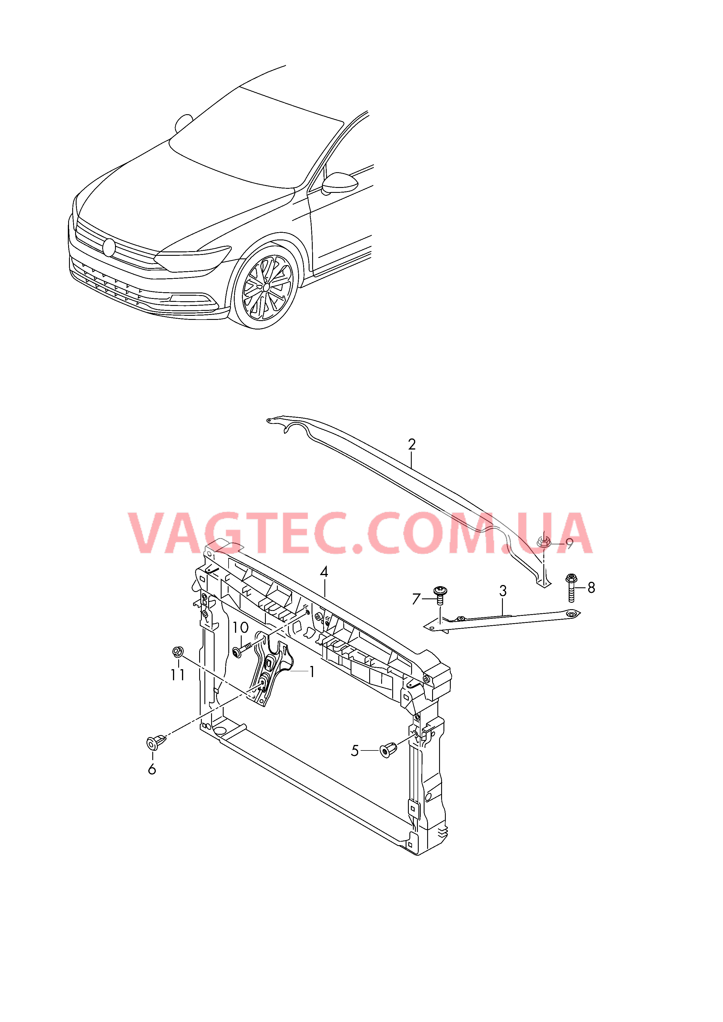 Передняя часть кузова без водоотводящего короба  для VOLKSWAGEN Passat 2018-1