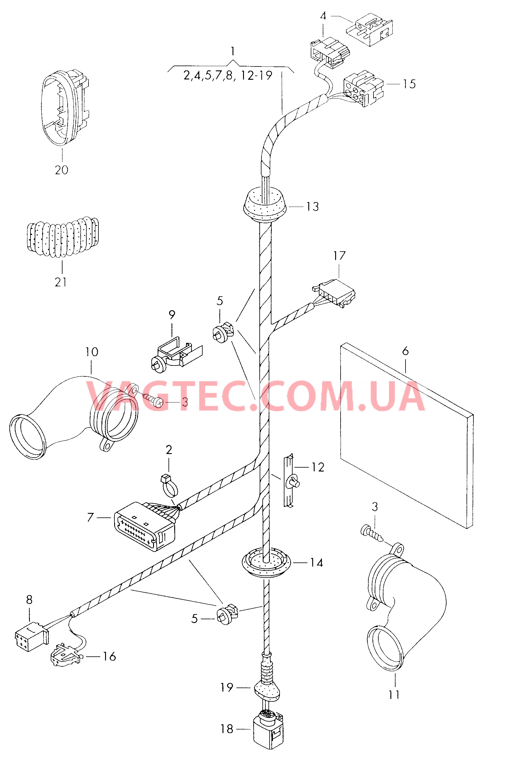 Жгут проводов двери  для VOLKSWAGEN Passat 2001