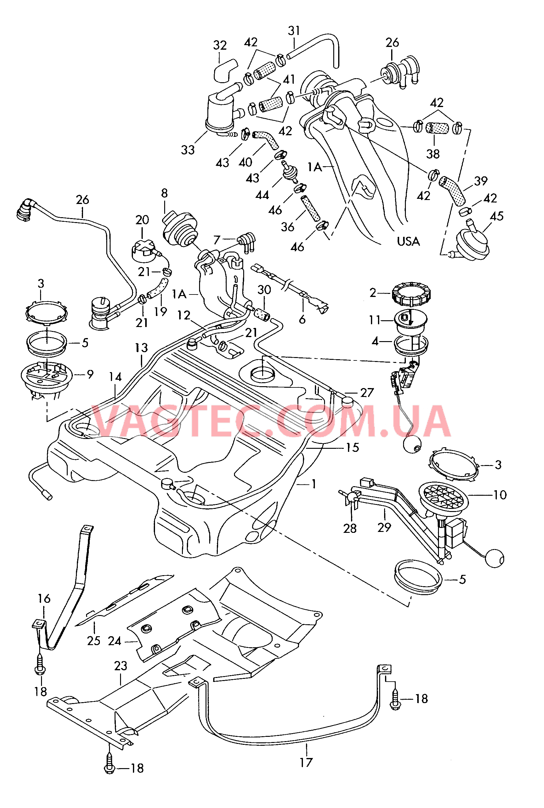 Бак, топливный  для VOLKSWAGEN Passat 2000-1