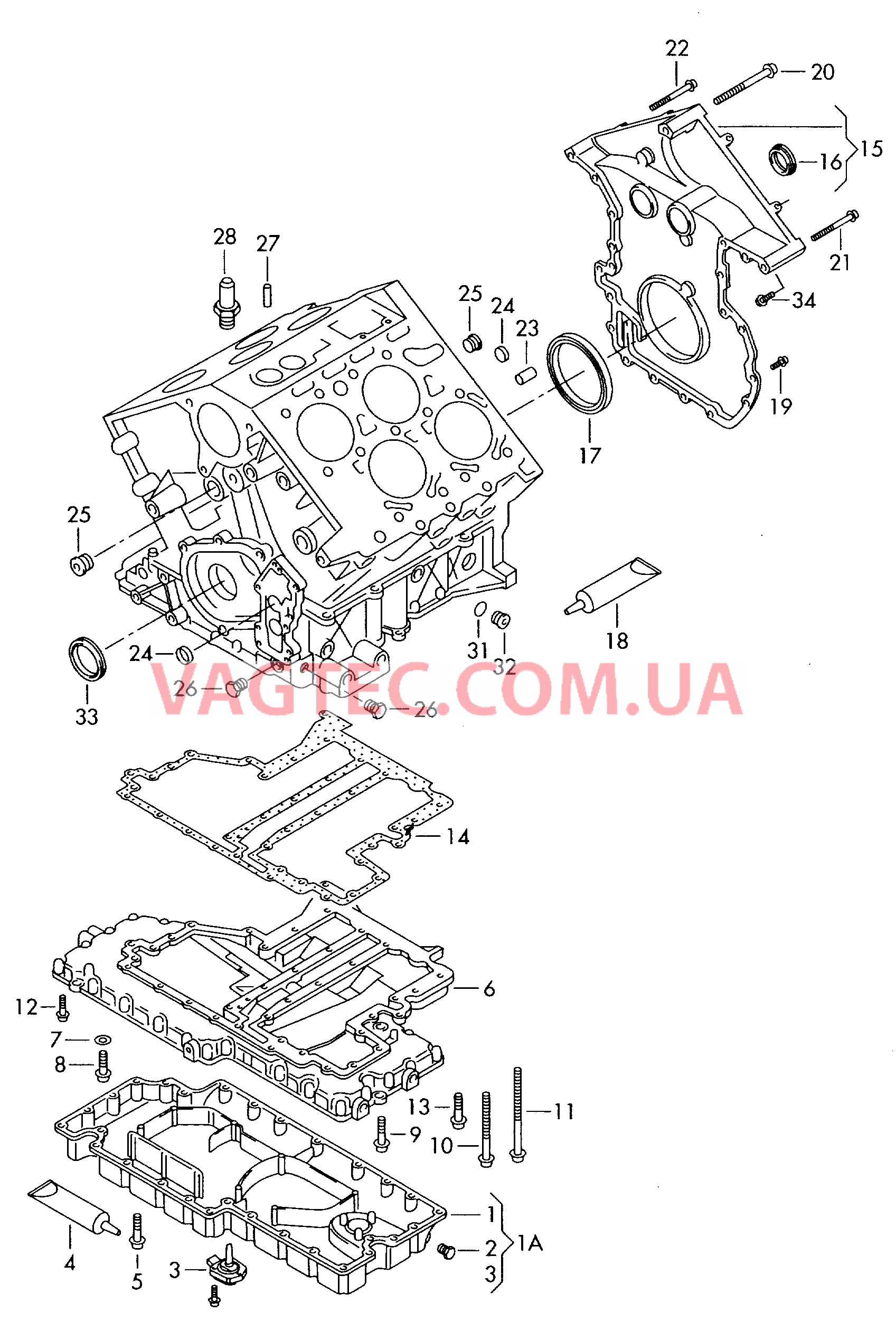 Блок цилиндров Масляный поддон  для VOLKSWAGEN Passat 2005