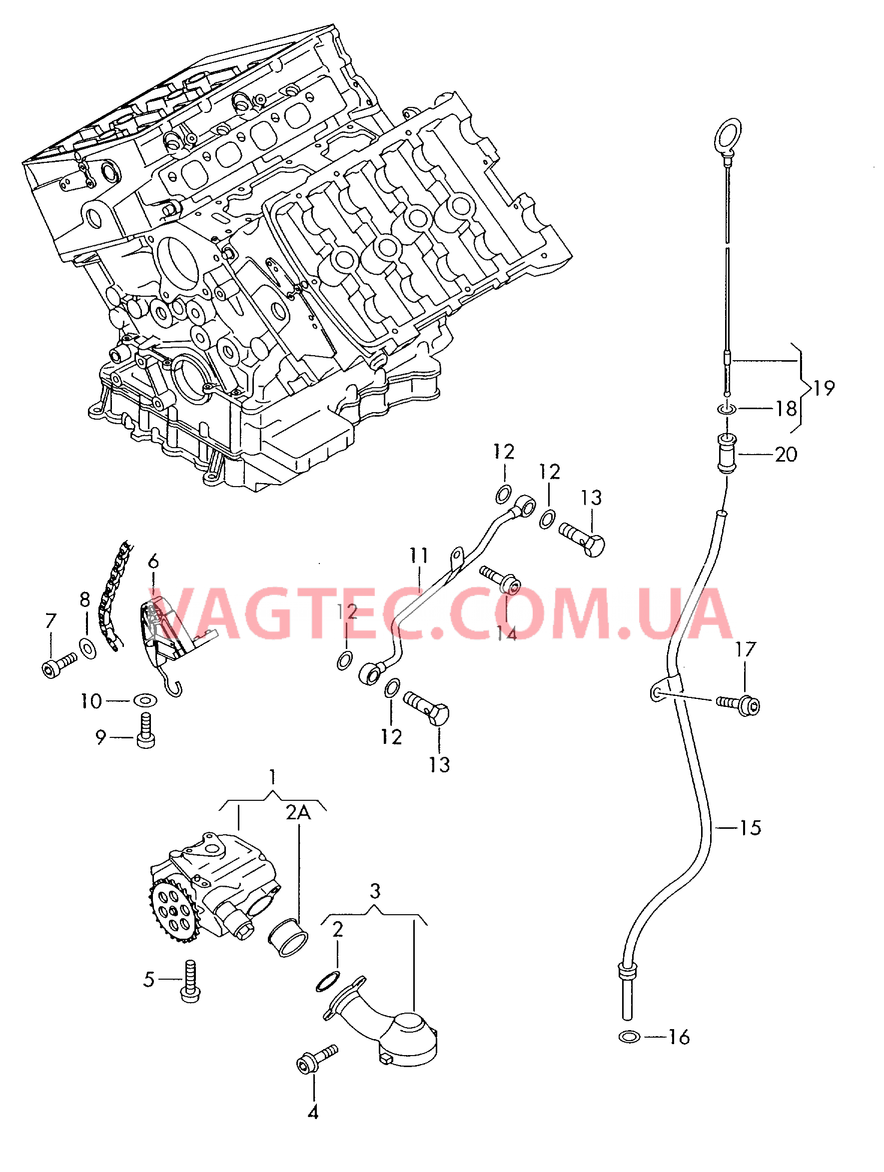 Насос масляный для VW TOUAREG  Трубка щупа измер. уров. масла Маслоизмерительный щуп  для VOLKSWAGEN Touareg 2003
