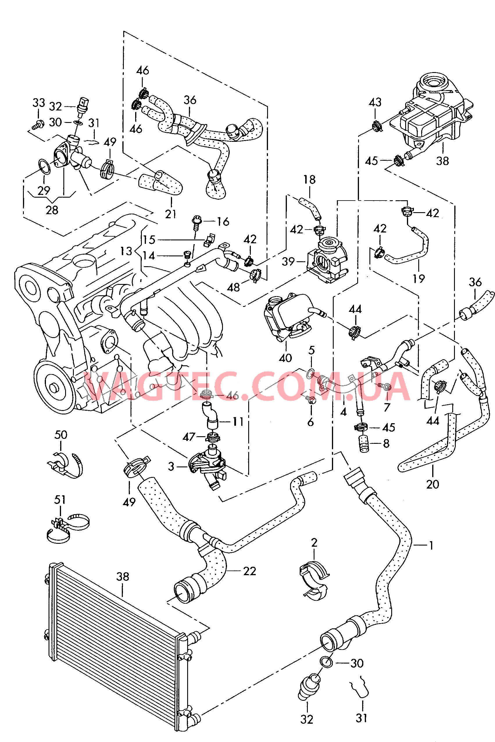 Жидкостное охлаждение  для VOLKSWAGEN Passat 2001