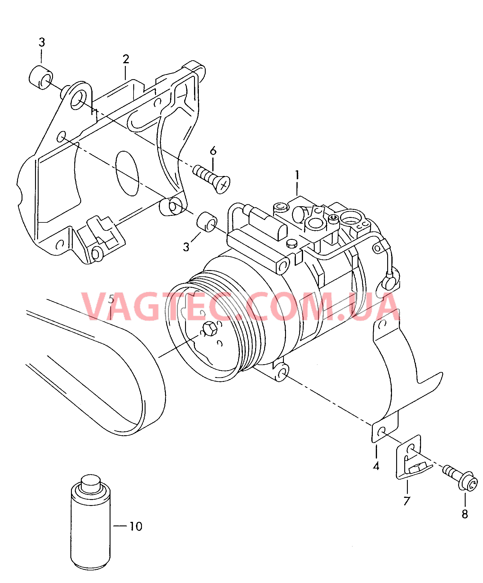 Компрессор климатической уст. Детали соединительные и крепежные для компрессора  для VOLKSWAGEN Phaeton 2002